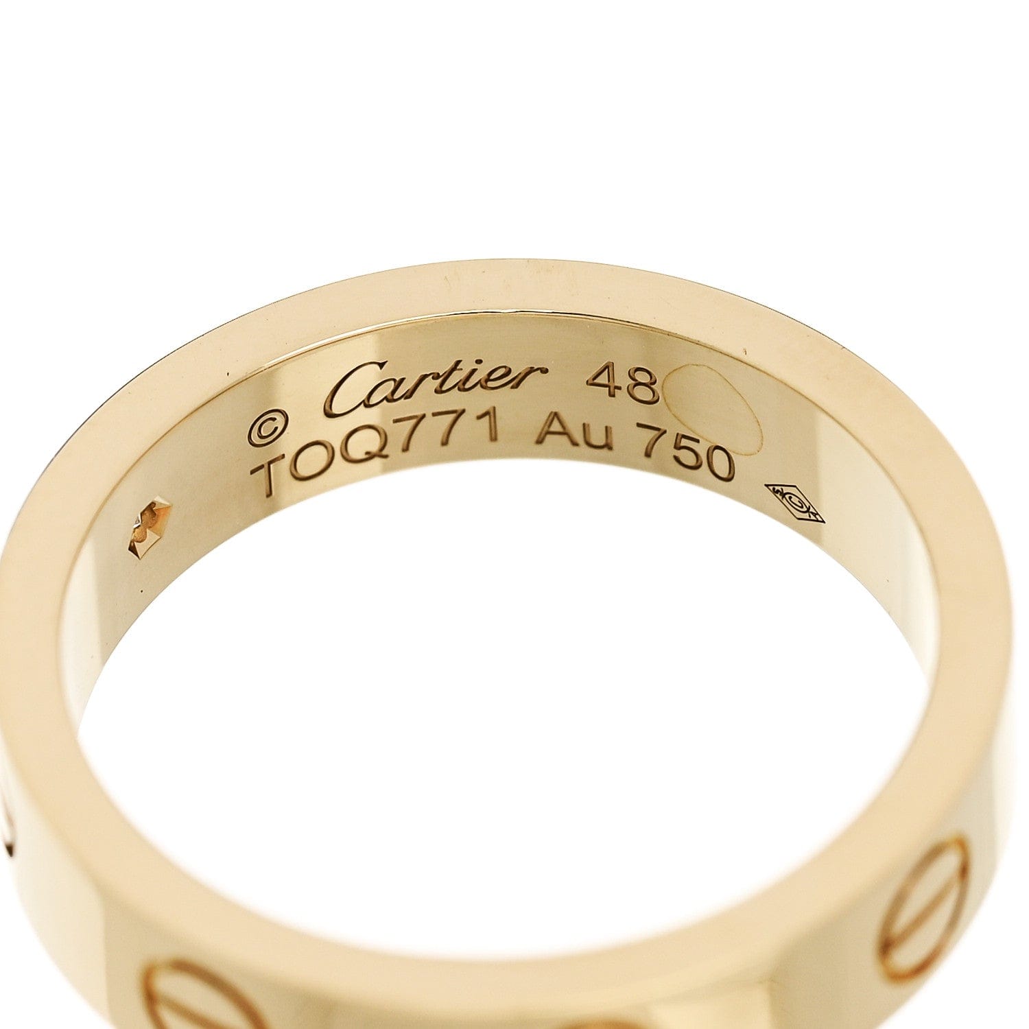 Cartier 18K Yellow Gold Diamond 4 mm LOVE Wedding Band Ring 48 4.5