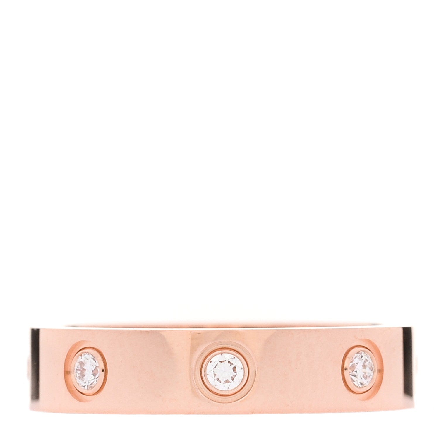 Cartier 18K Pink Gold 8 Diamond 4 mm LOVE Wedding Band Ring 49 5