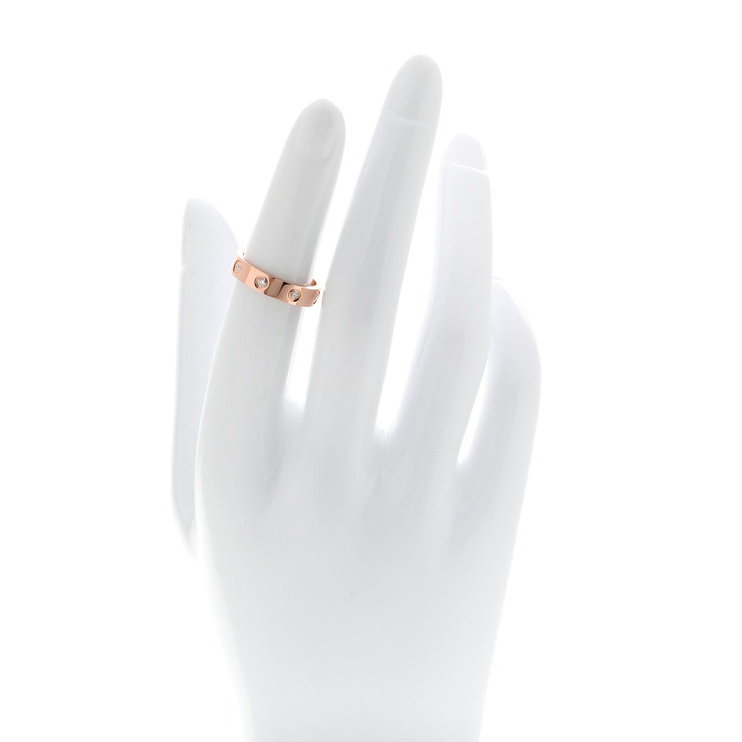 Cartier 18K Pink Gold 8 Diamond 4 mm LOVE Wedding Band Ring 49 5