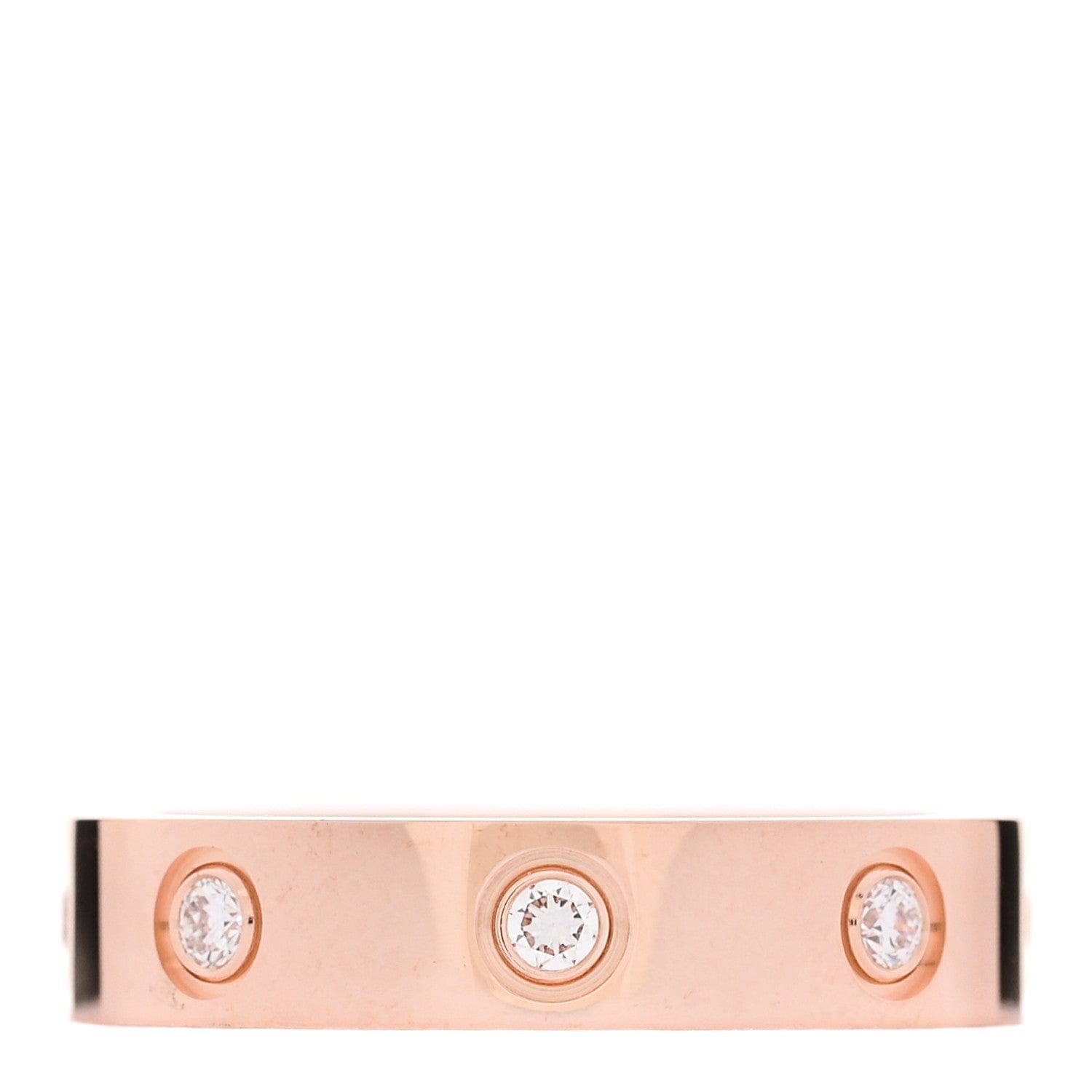 Cartier 18K Pink Gold 8 Diamond 4 mm LOVE Wedding Band Ring 49 5