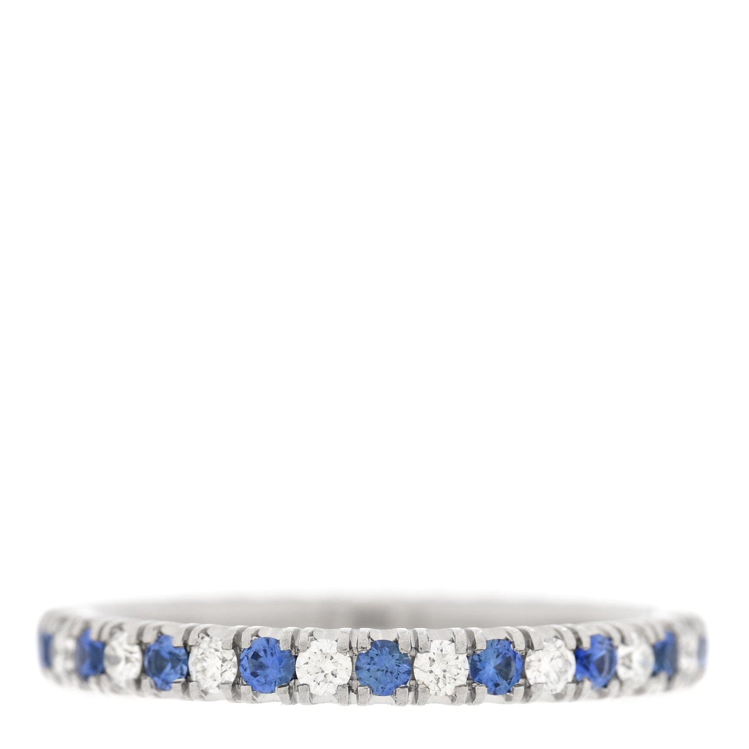 Cartier Platinum Diamond Blue Sapphire 2 mm Etincelle de Cartier Wedding Band Ring 48 4.5