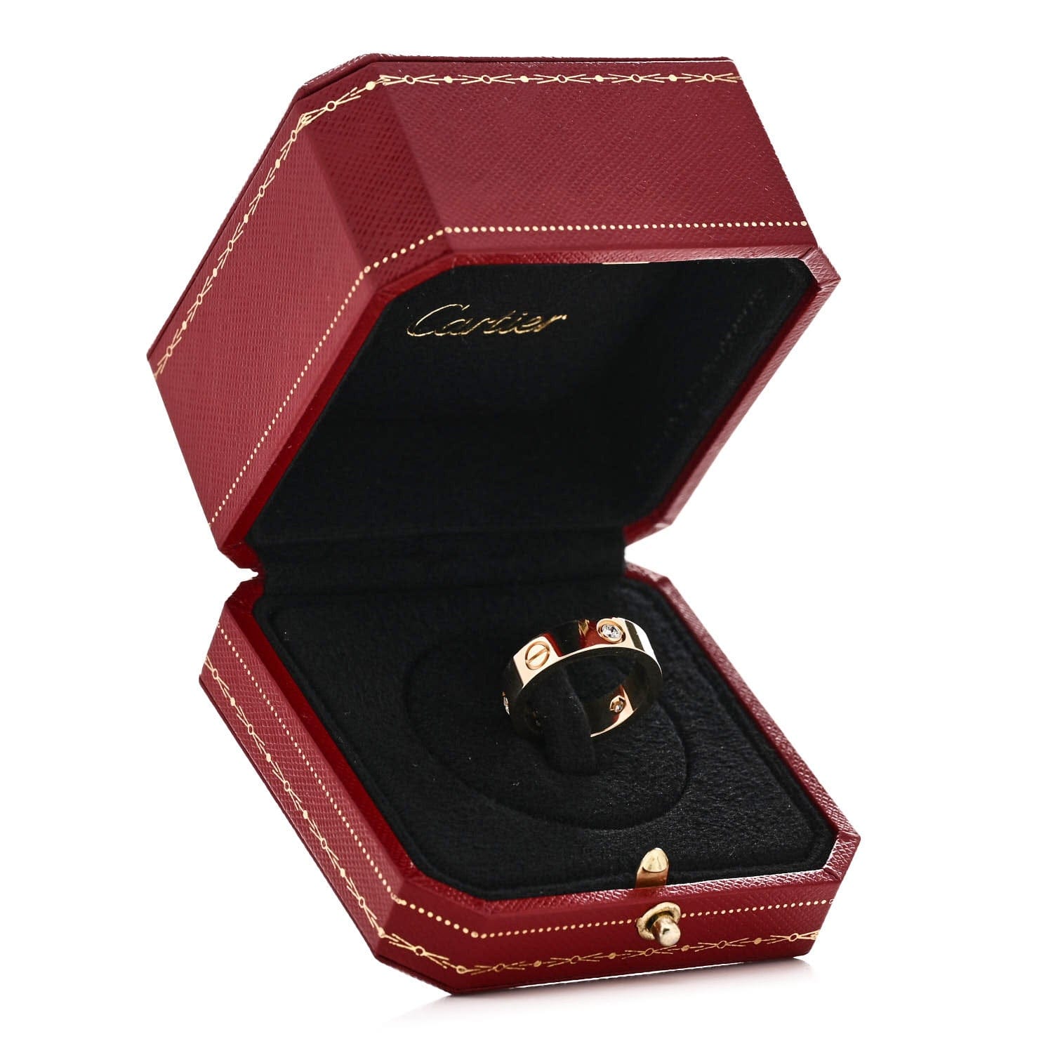Cartier 18K Pink Gold 3 Diamond LOVE Ring 55 7.25