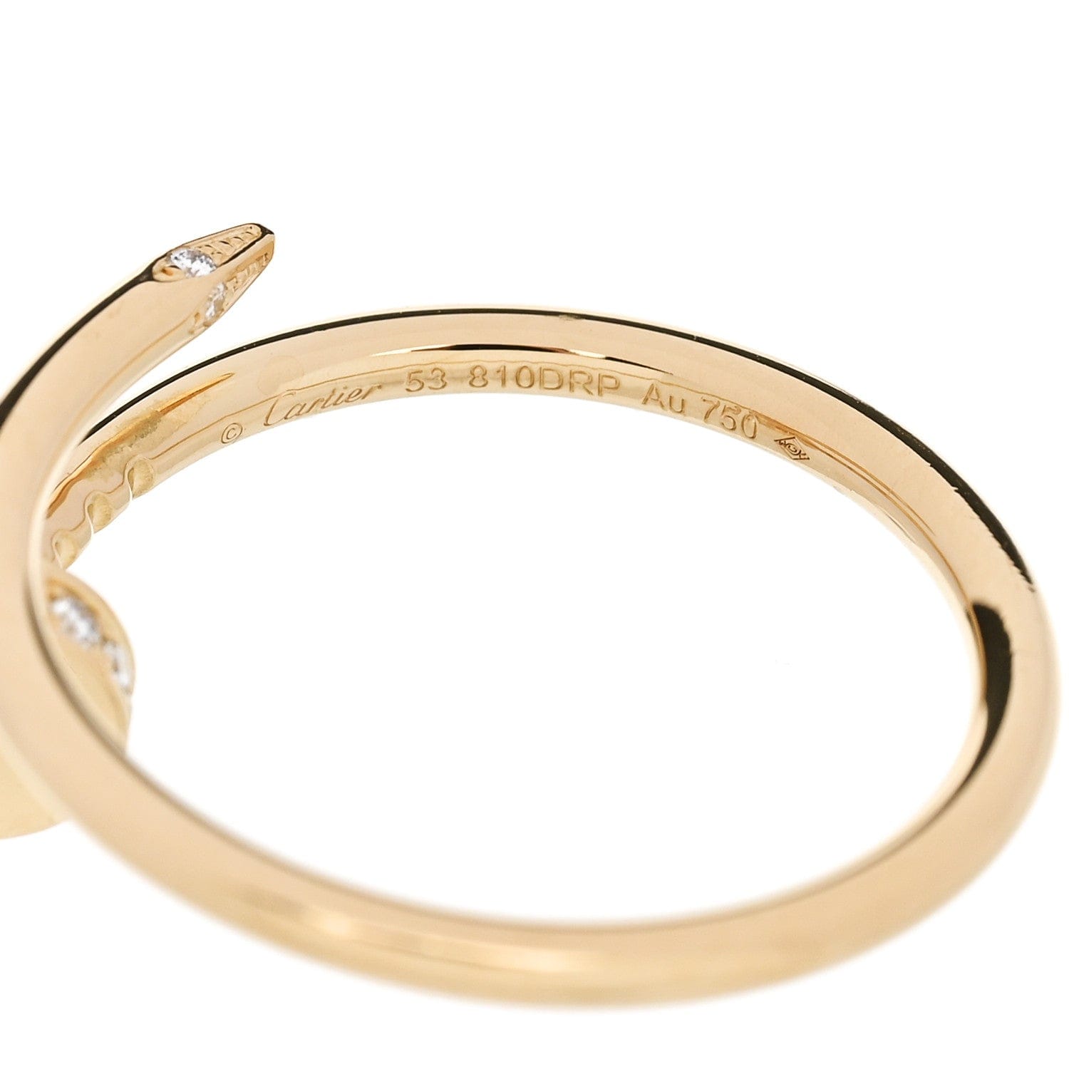 Cartier 18K Yellow Gold Diamond Small Juste Un Clou Ring 54 6.75