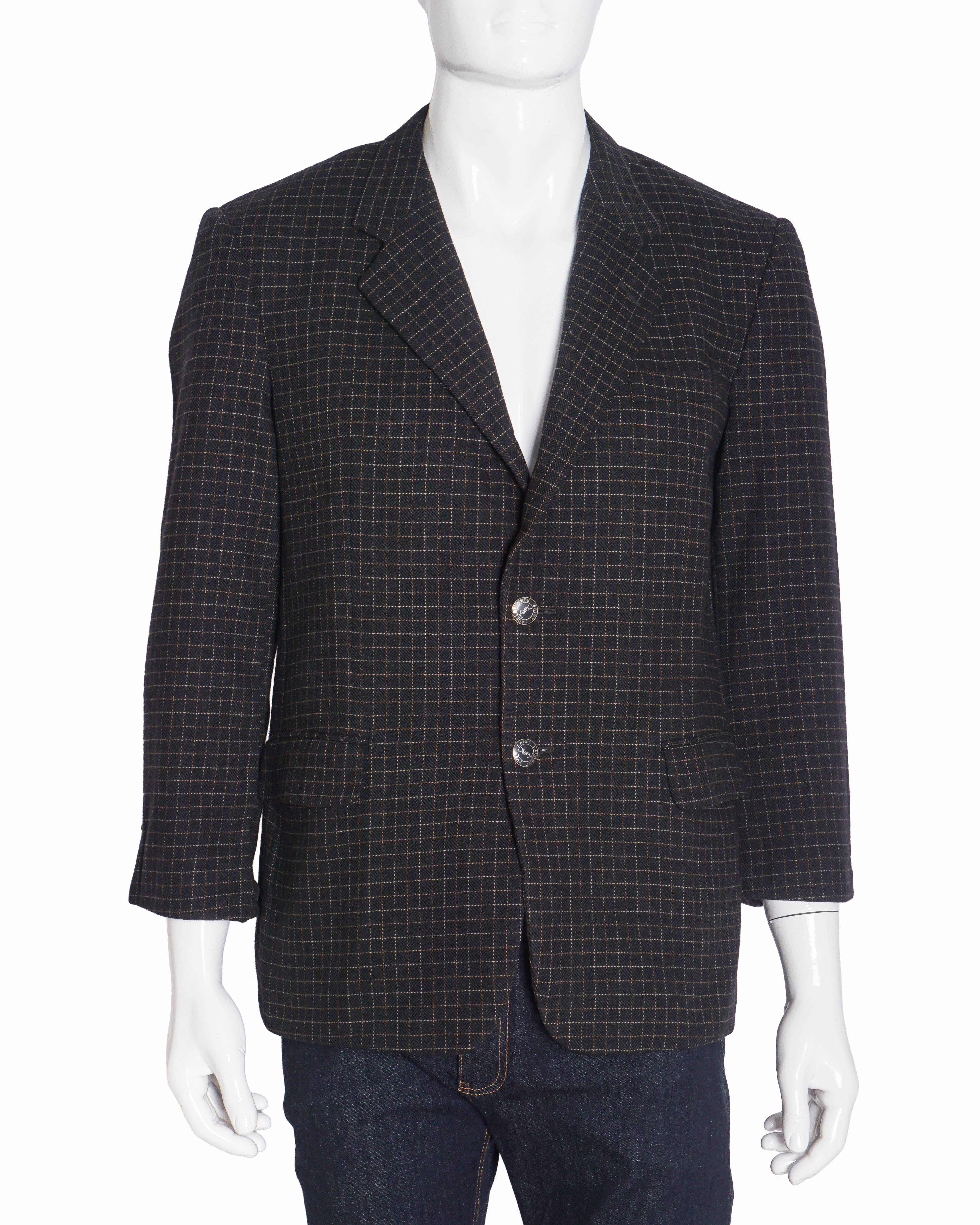 Saint Laurent Yves Saint Laurent Vintage Plaid Wool Men's Blazer