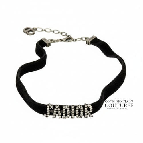 Christian Dior J'Adior Choker Necklace In Velvet Ribbon & Crystals