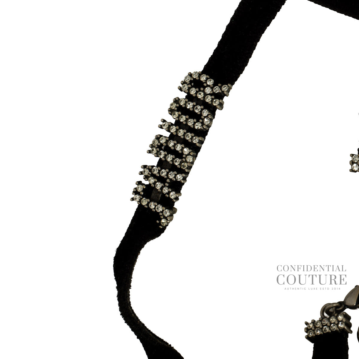Christian Dior J'Adior Choker Necklace In Velvet Ribbon & Crystals