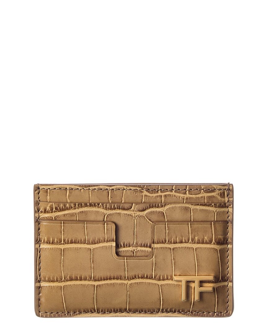 Tom Ford T Plaque Croc - Embossed Leather Card Case