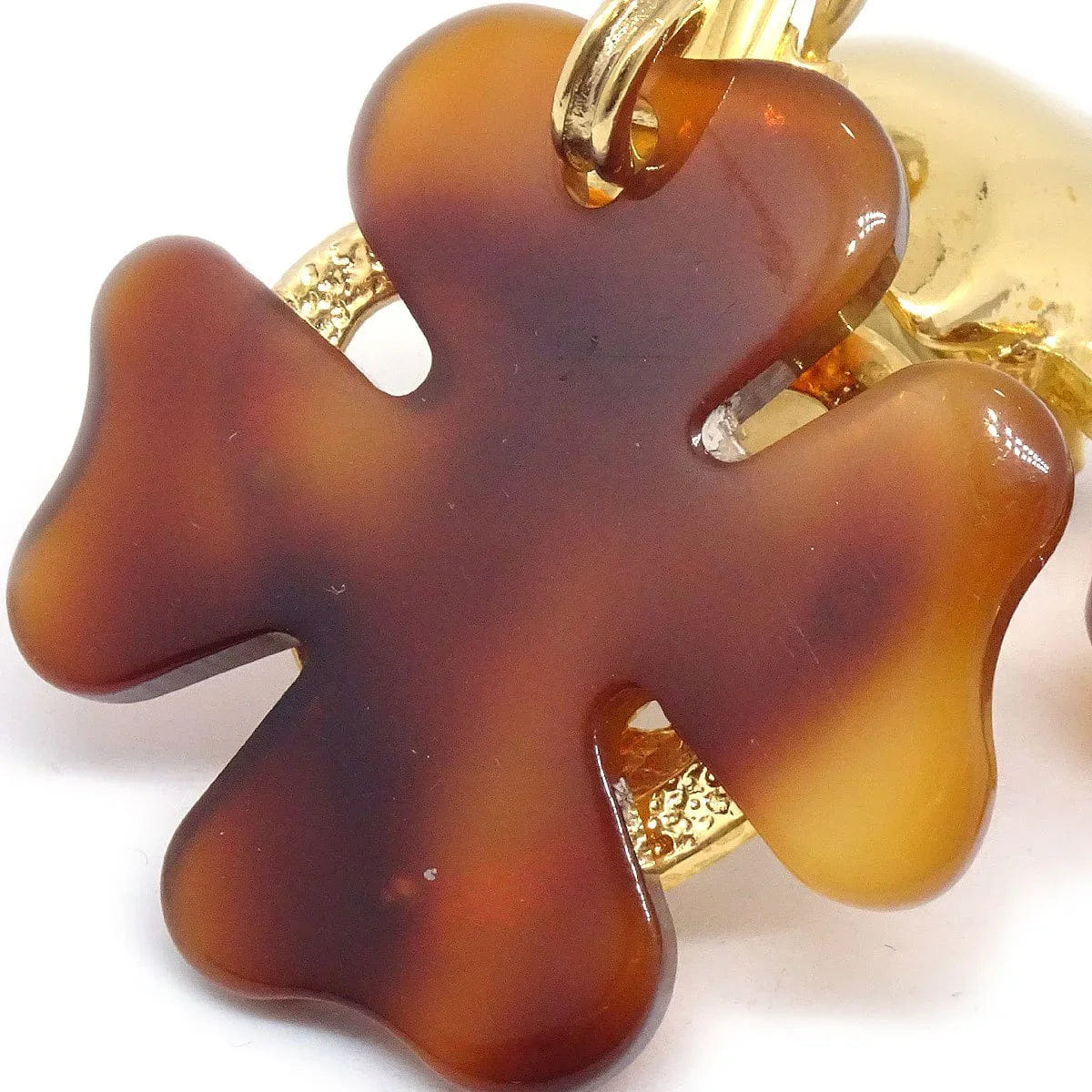 Chanel 1995 Faux Tortoiseshell Heart CC Dangle Earrings
