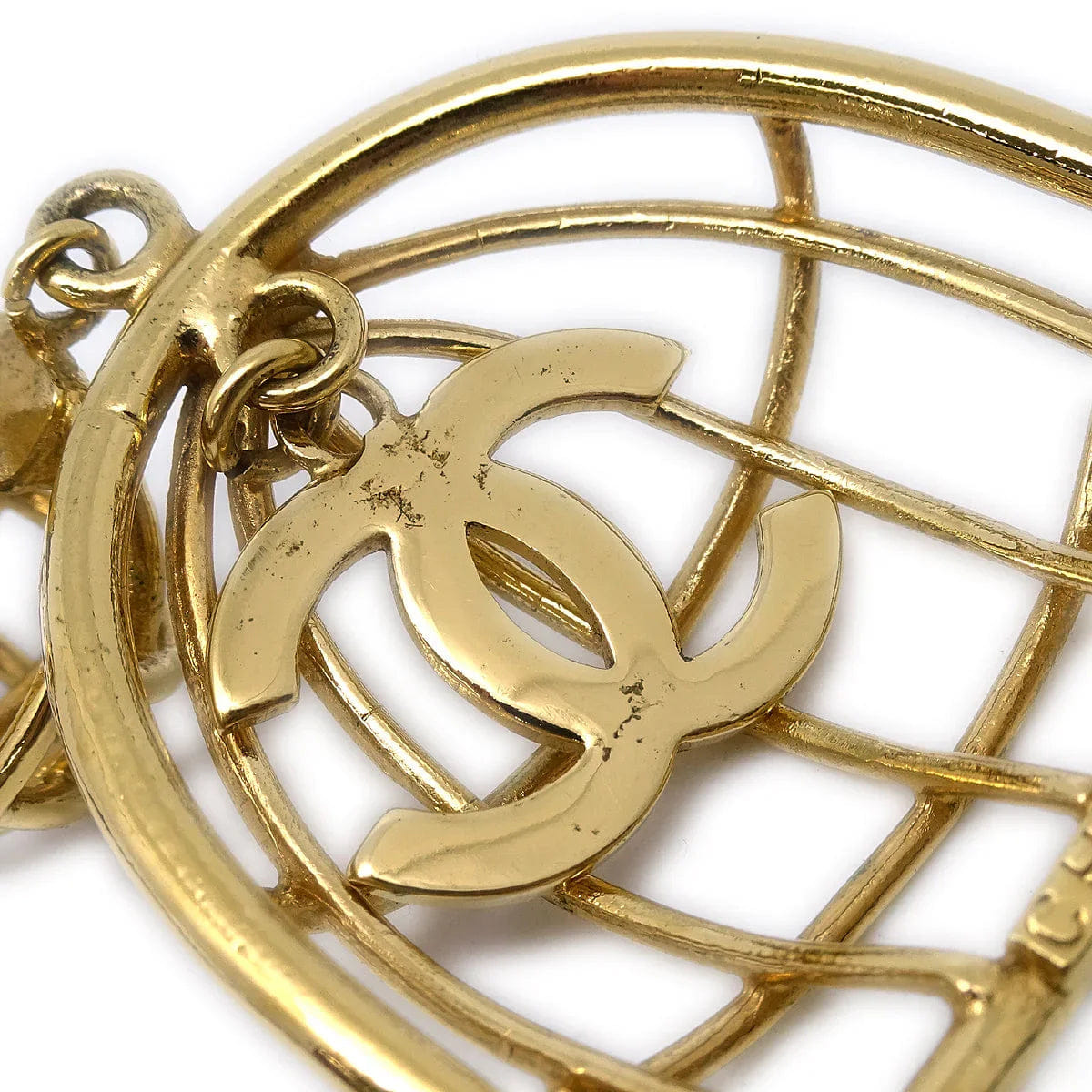 Chanel Birdcage Dangle Earrings Clip - On Gold
