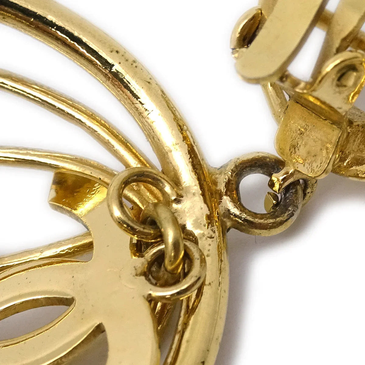 Chanel Birdcage Dangle Earrings Clip - On Gold