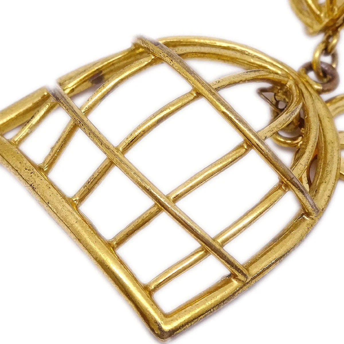 Chanel Birdcage Dangle Earrings Clip - On Gold 93A