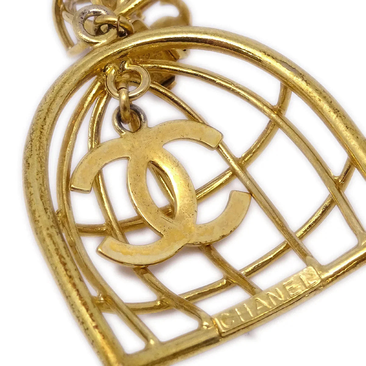 Chanel Birdcage Dangle Earrings Clip - On Gold 29