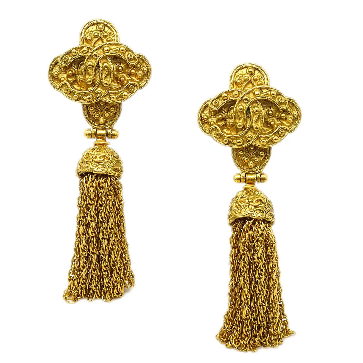 Chanel 1994 Filigree Dangle Earrings Clip - On