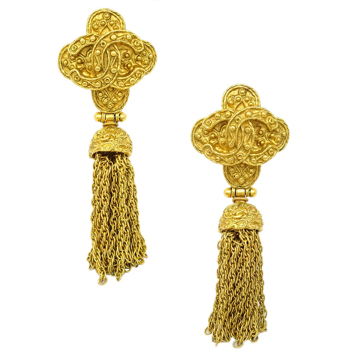 Chanel 1994 Filigree Earrings Clip - On Gold