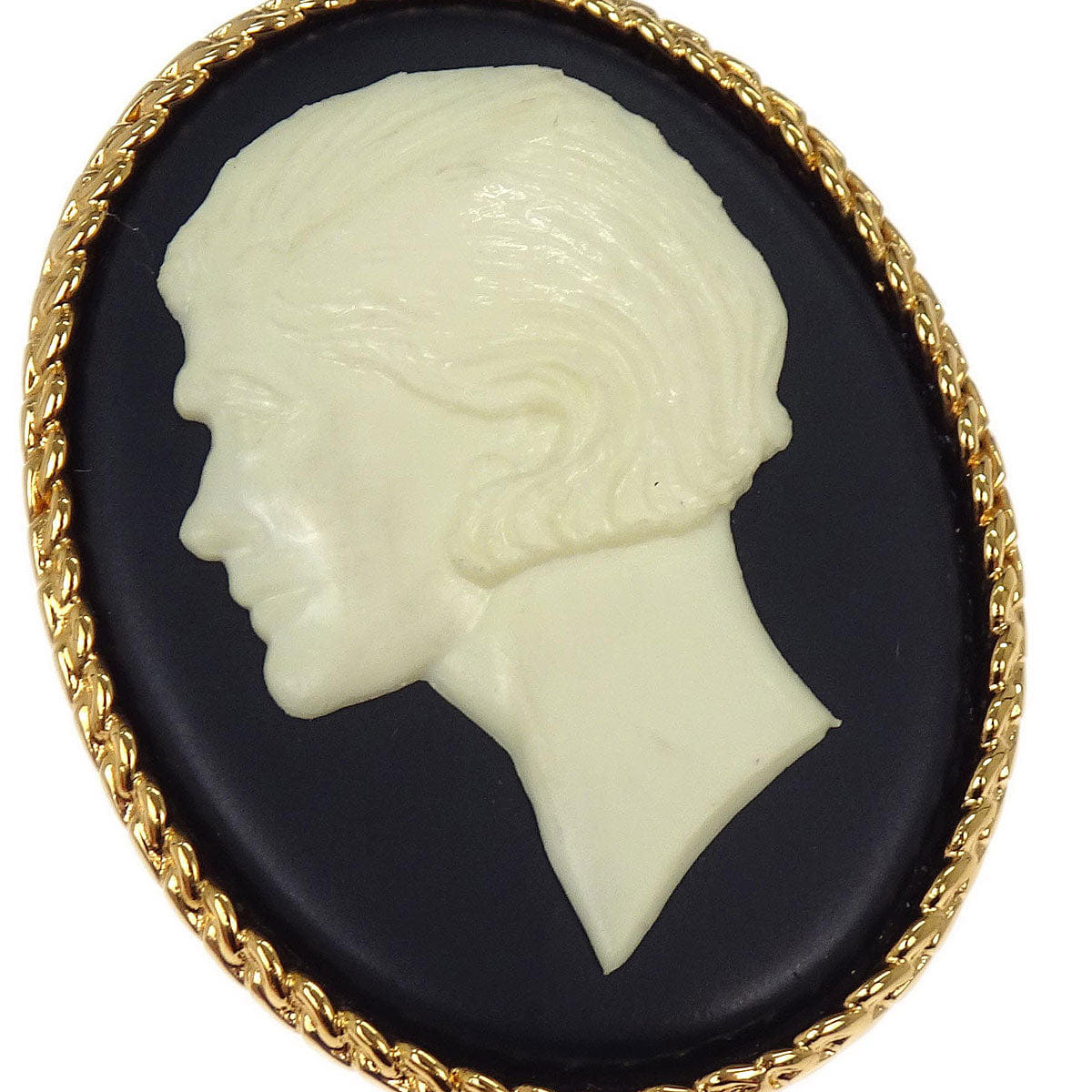 Chanel Cameo Oval Clip - On Earrings Gold