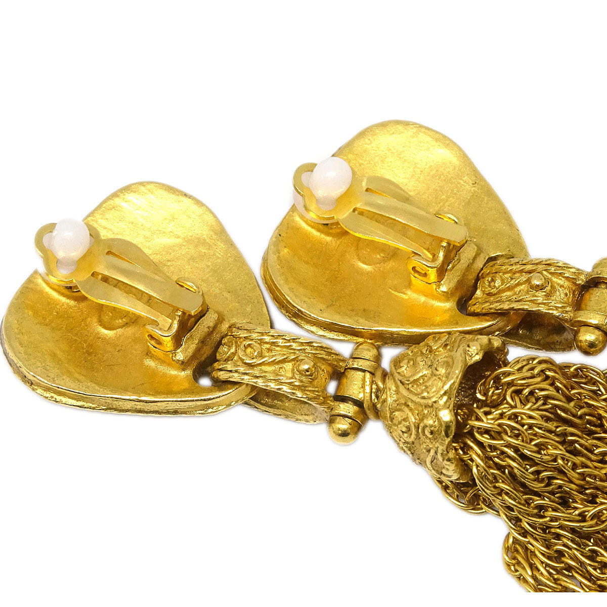 Chanel Fringe Dangle Earrings Clip - On Gold 94A