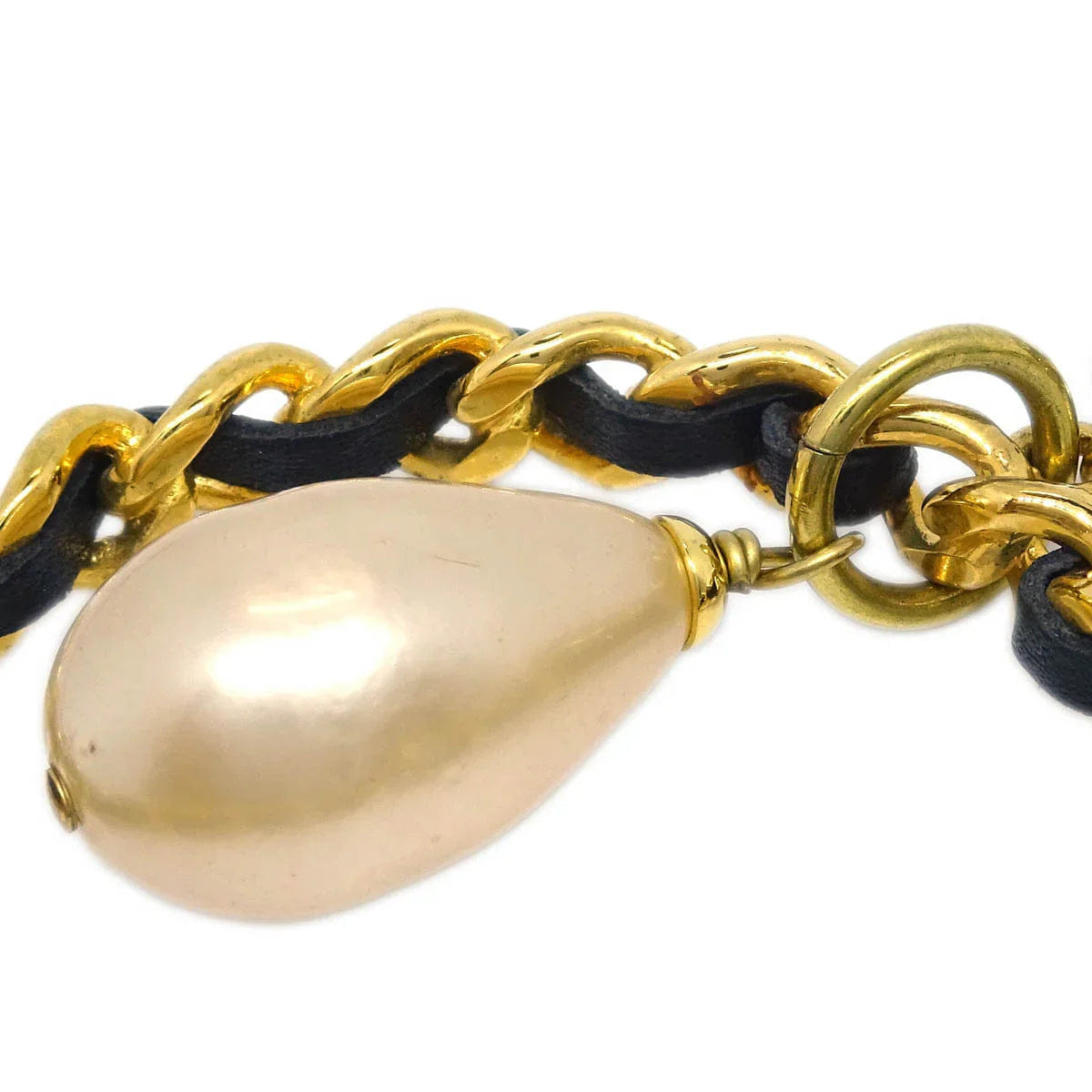 Chanel Dangle Hoop Earrings Gold Costume Pearl Clip - On 95P