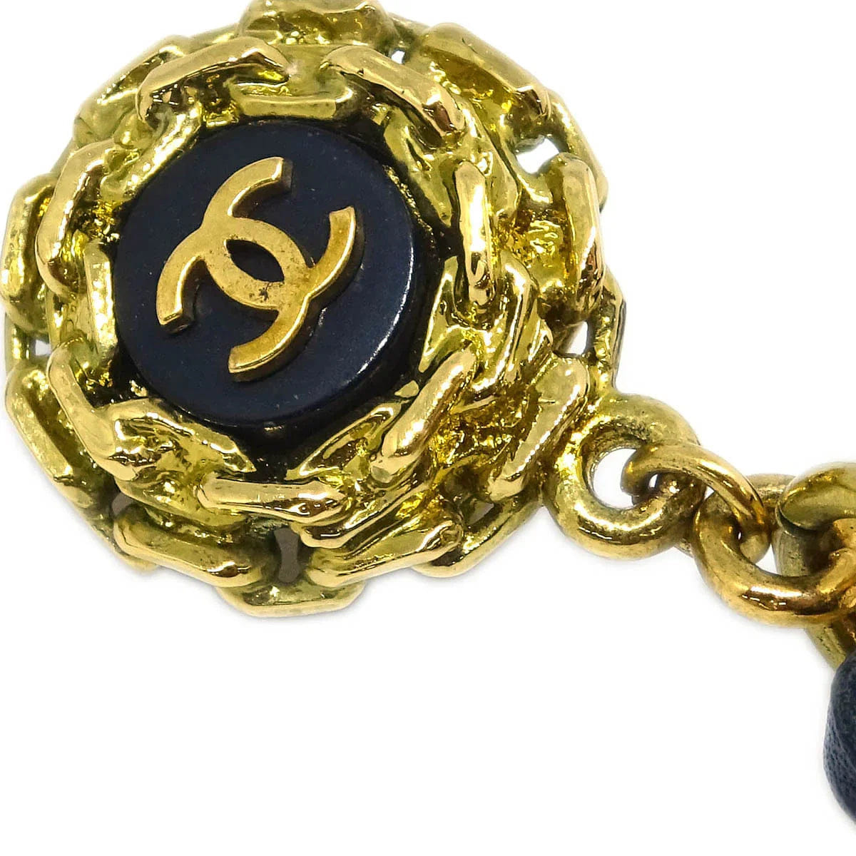 Chanel Dangle Hoop Earrings Gold Costume Pearl Clip - On 95P