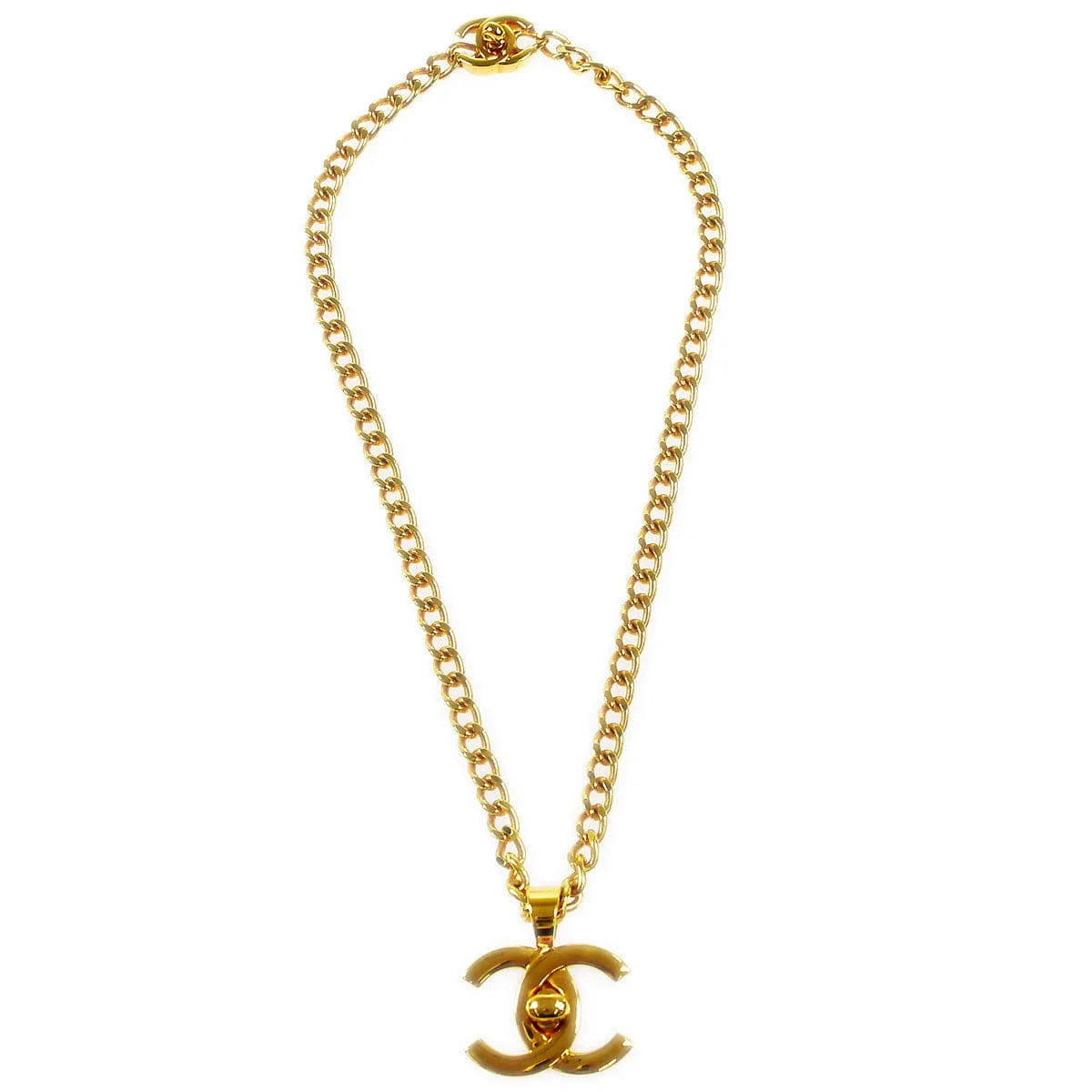Chanel 1996 Turnlock Gold Chain Necklace 96P