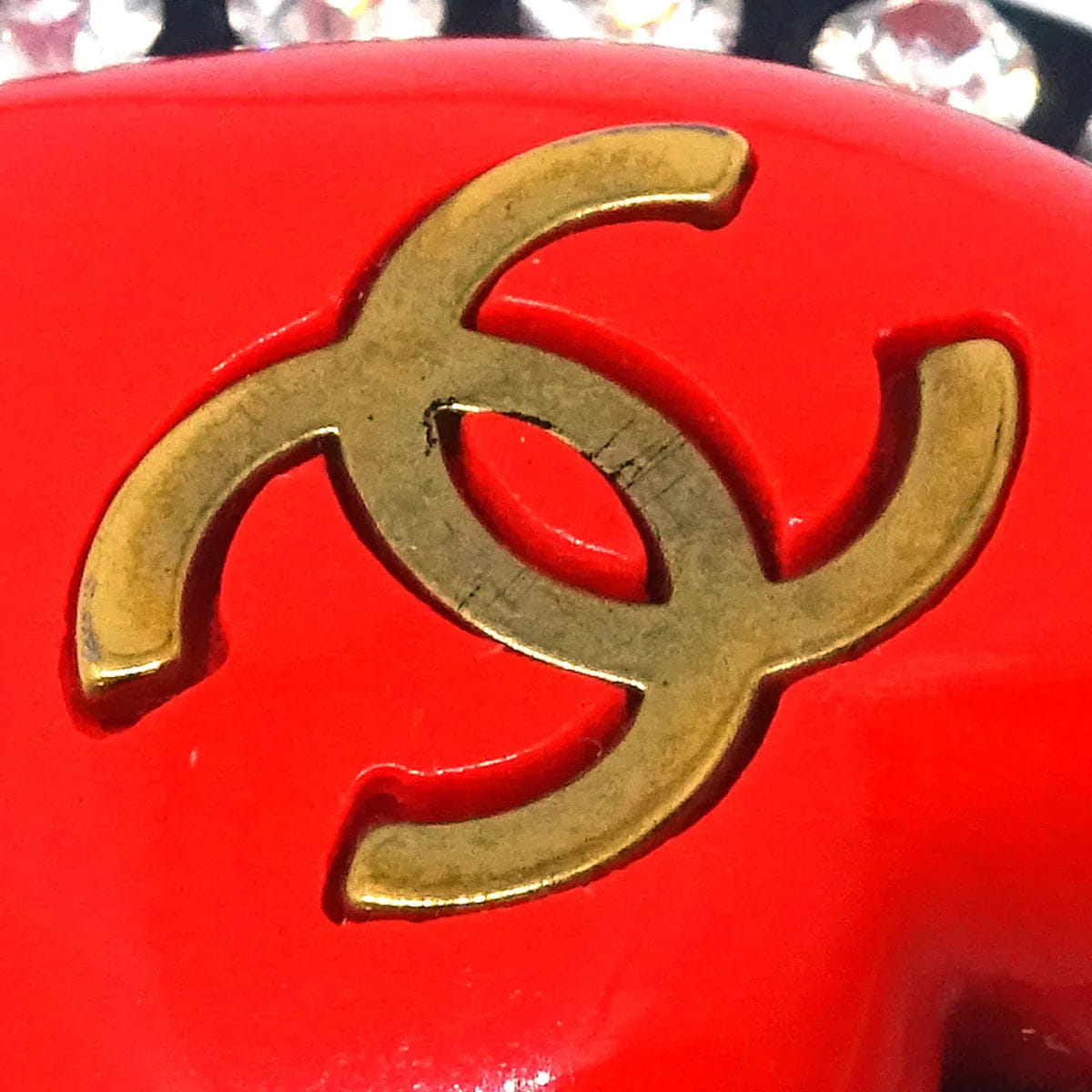 Chanel Heart Rhinestone Earrings Clip - On Red 95P