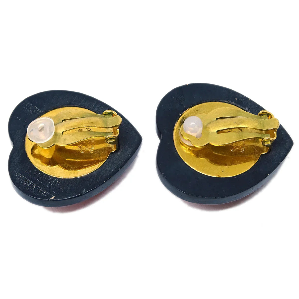 Chanel Heart Rhinestone Earrings Clip - On Red 95P