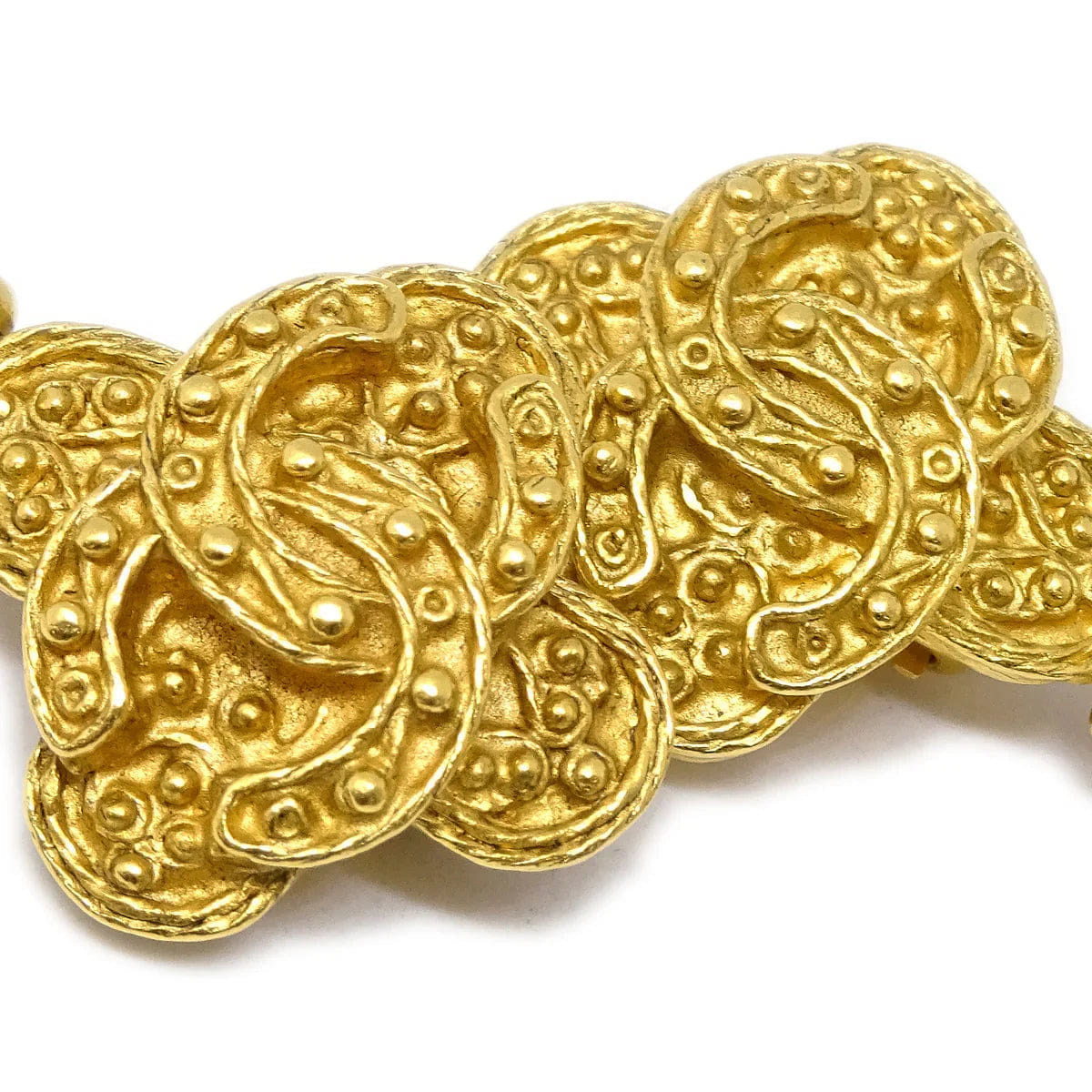 Chanel Fringe Charm Dangle Earrings Clip - On Gold 94A