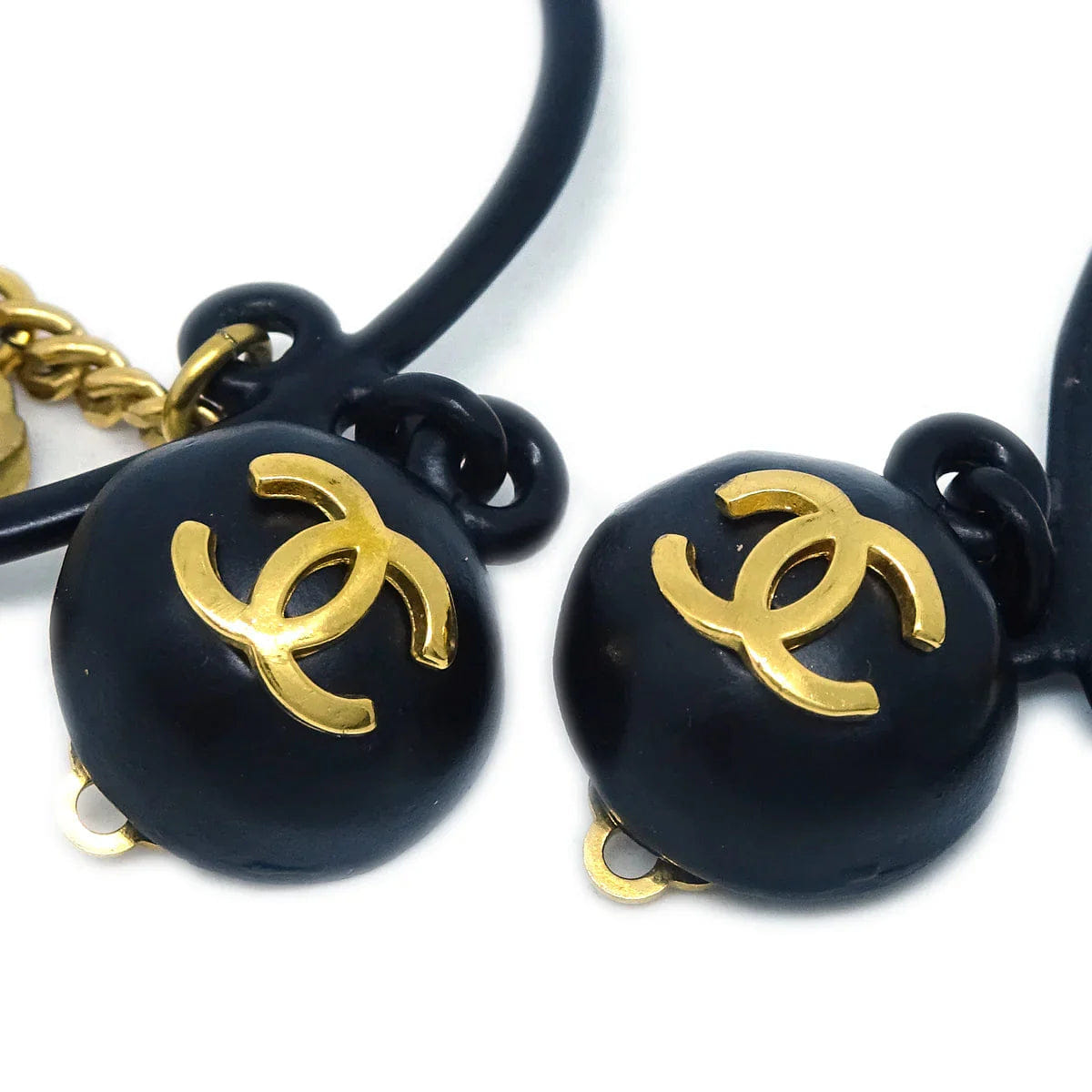 Chanel Black Clover Hoop Dangle Earrings Clip - On 94C