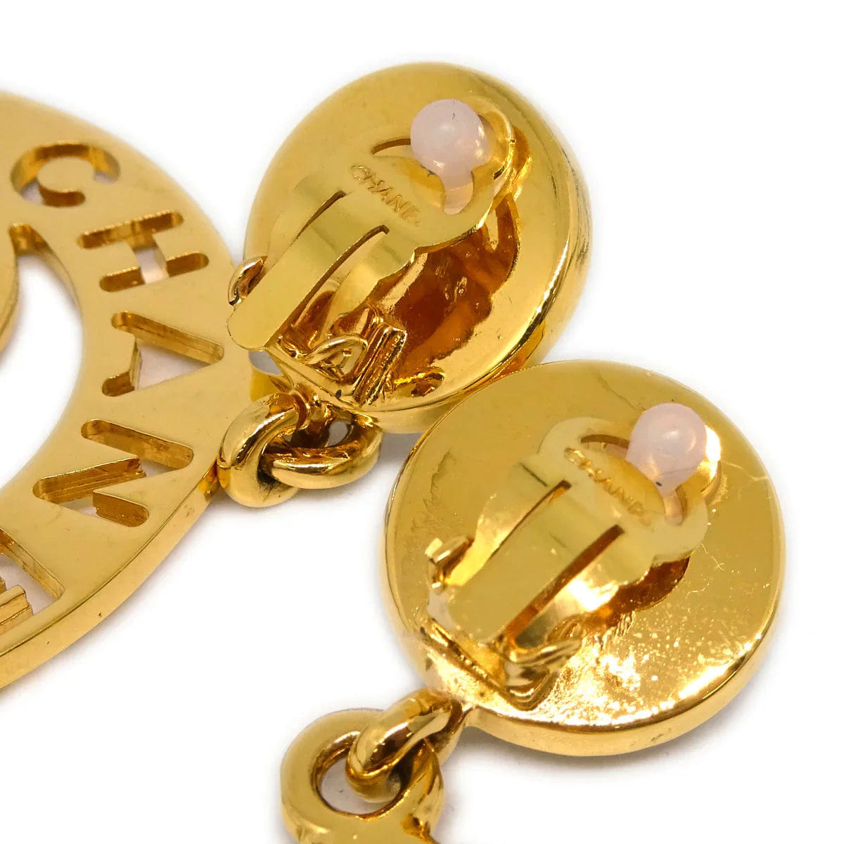 Chanel Hoop Gold Costume Pearl Clip - On Earrings