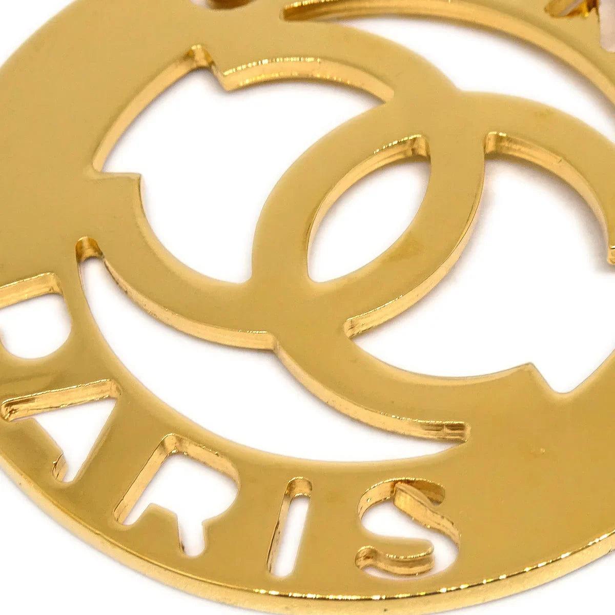Chanel Hoop Gold Costume Pearl Clip - On Earrings