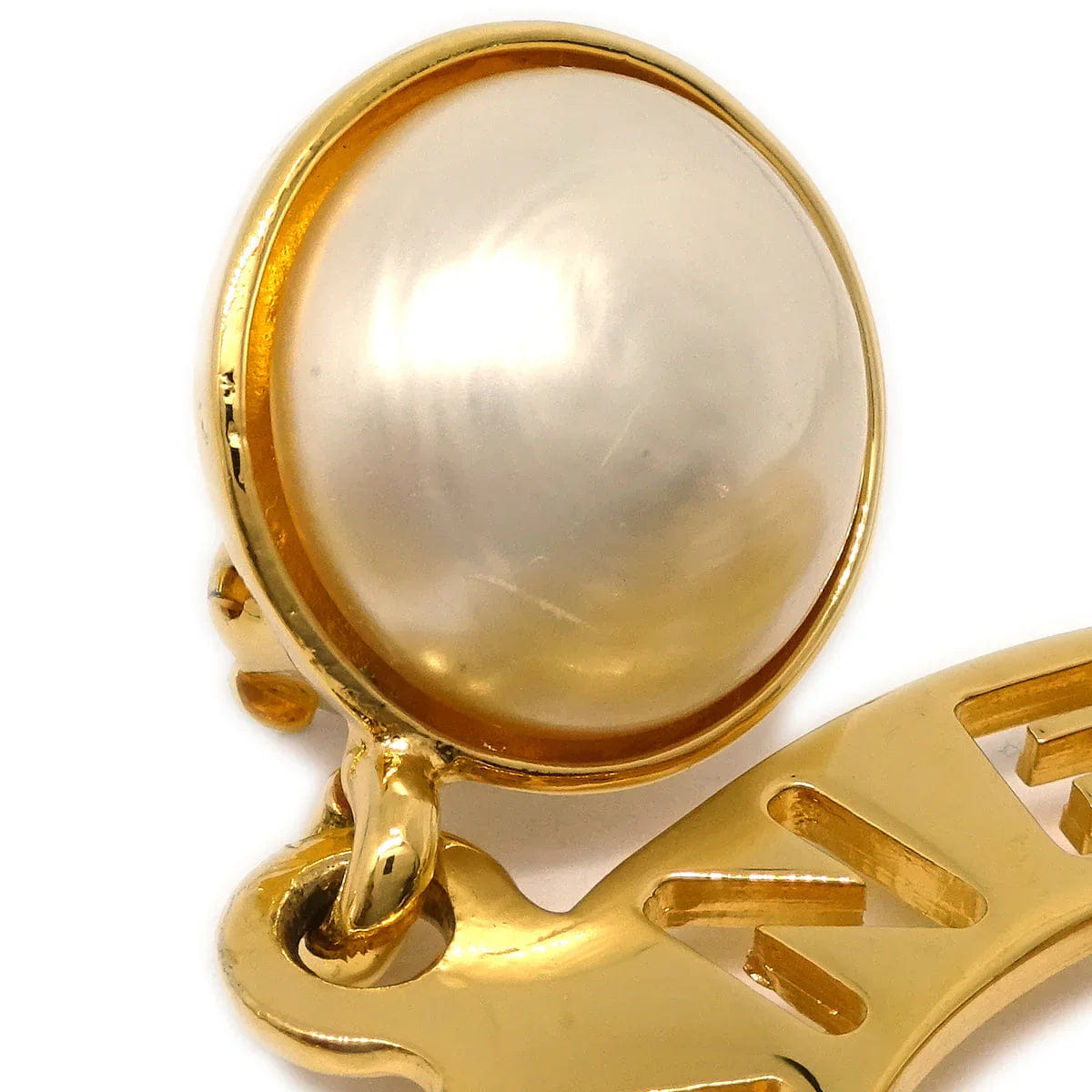 Chanel Hoop Gold Costume Pearl Clip - On Earrings