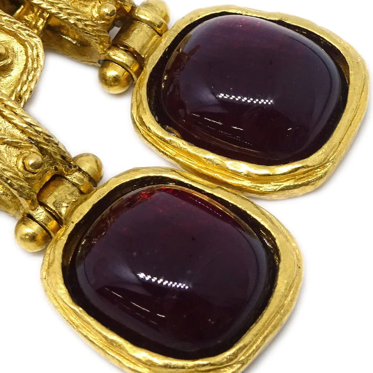 Chanel Filigree Gripoix Dangle Earrings Clip - On Gold 94A