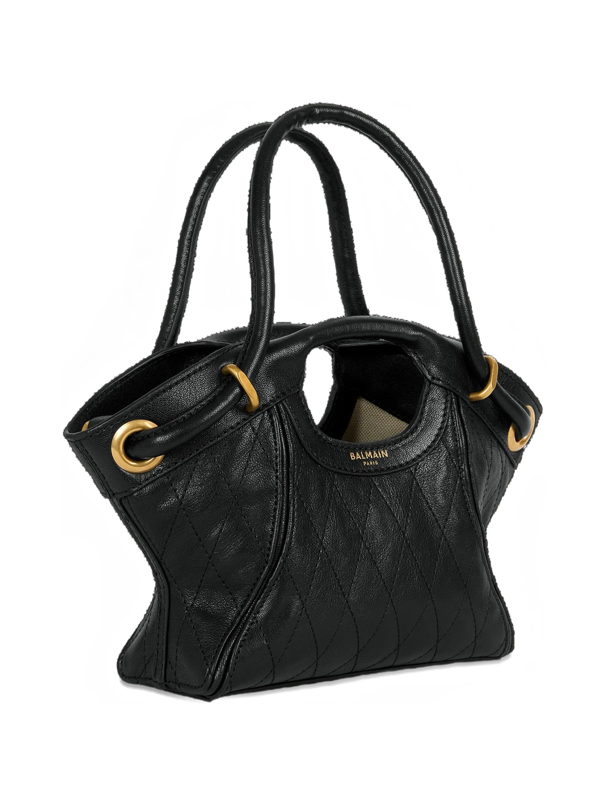 Balmain small tote in smooth topstitched leather