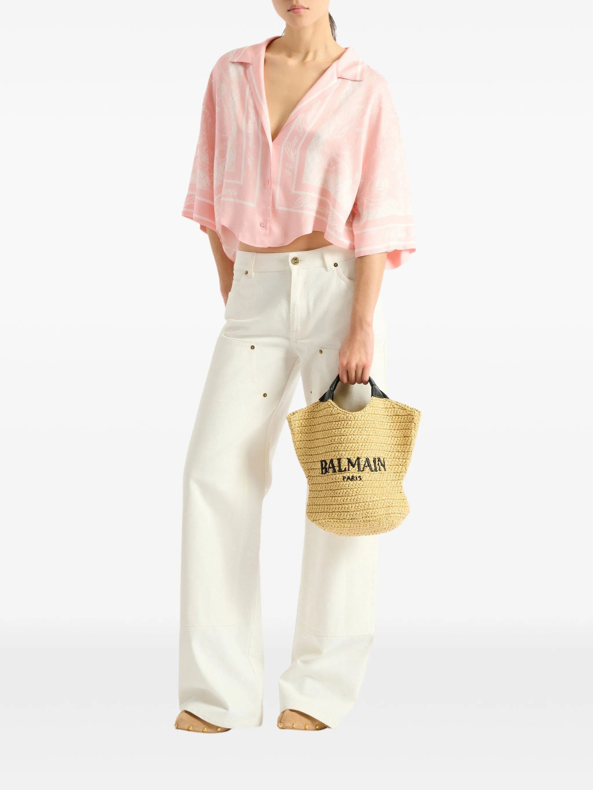 Balmain mini crochet tote bag