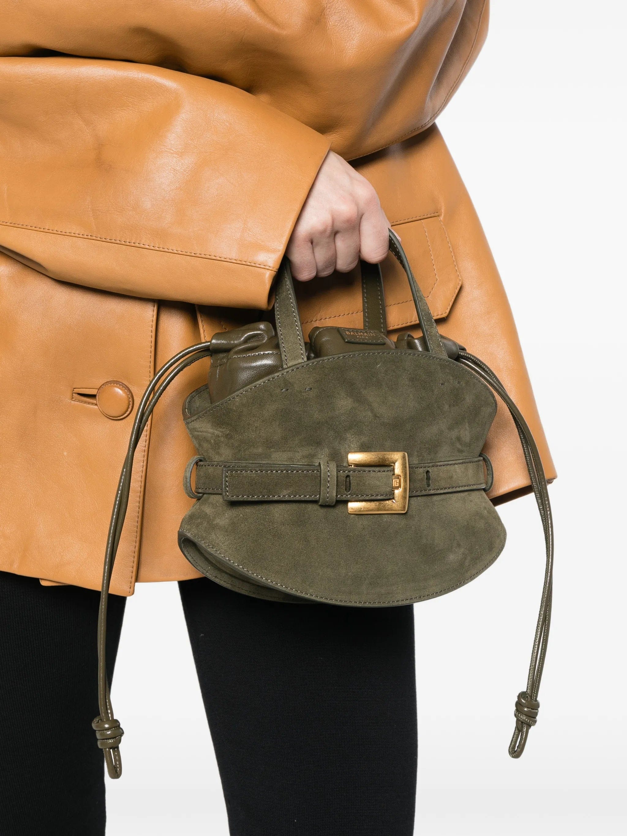 Balmain buckle suede tote bag