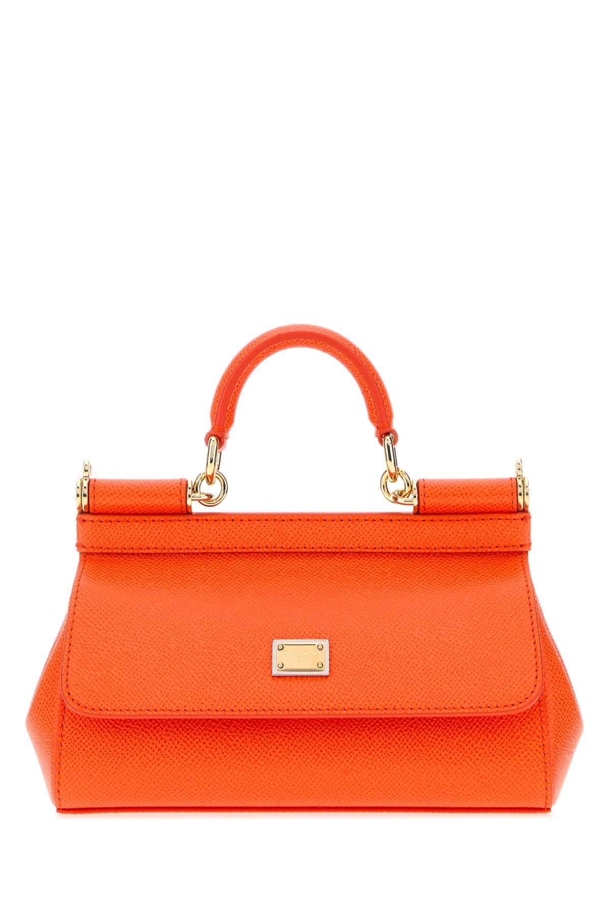 Dolce & Gabbana Women Orange Leather Small Sicily Handbag