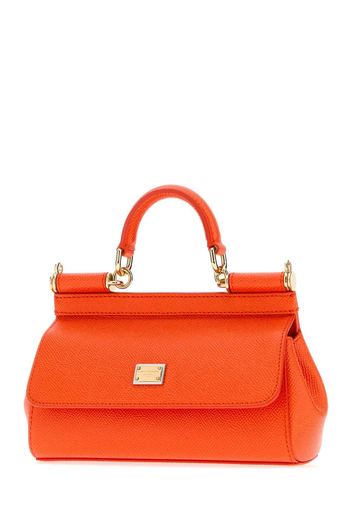 Dolce & Gabbana Women Orange Leather Small Sicily Handbag