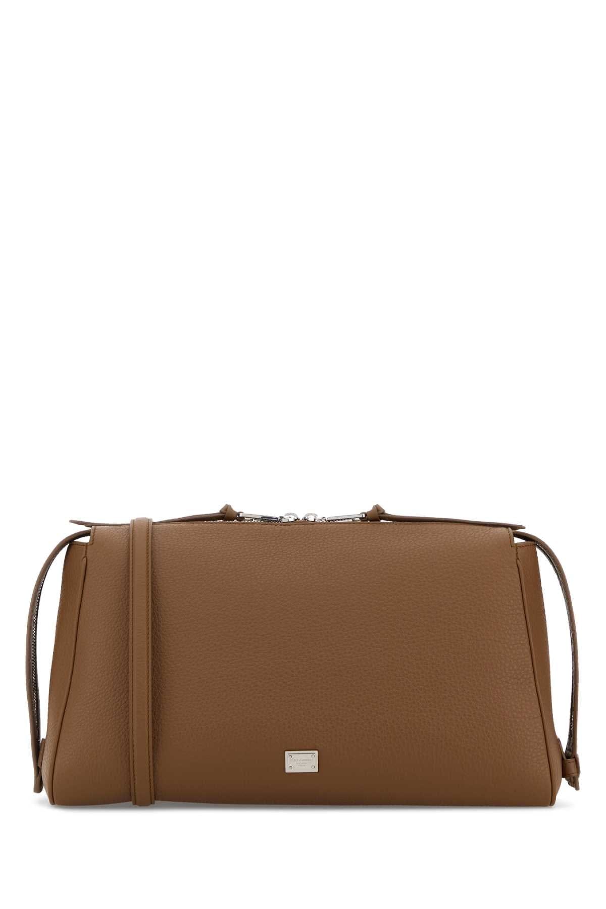Dolce & Gabbana Men Camel Leather Vittoria Handbag