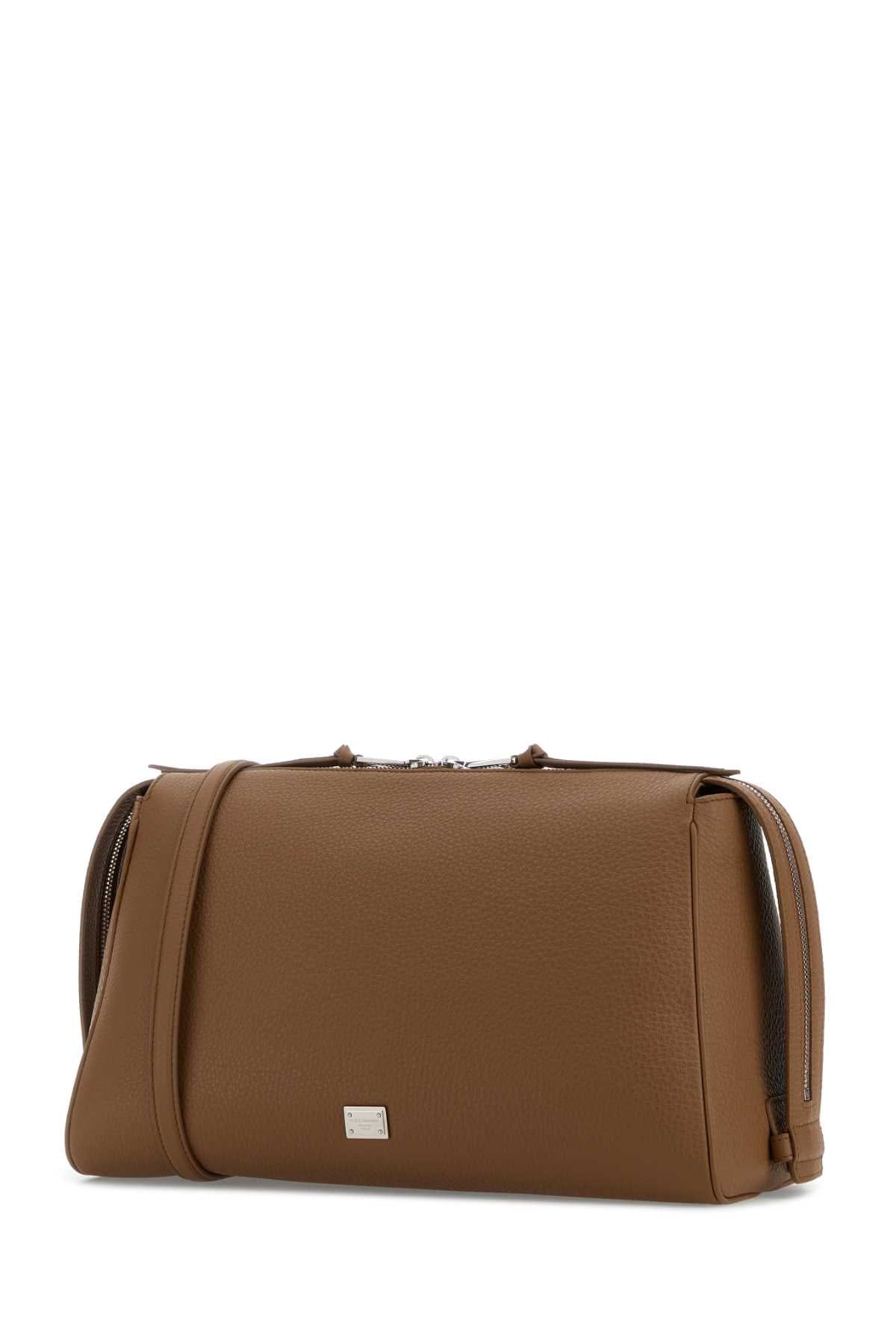 Dolce & Gabbana Men Camel Leather Vittoria Handbag