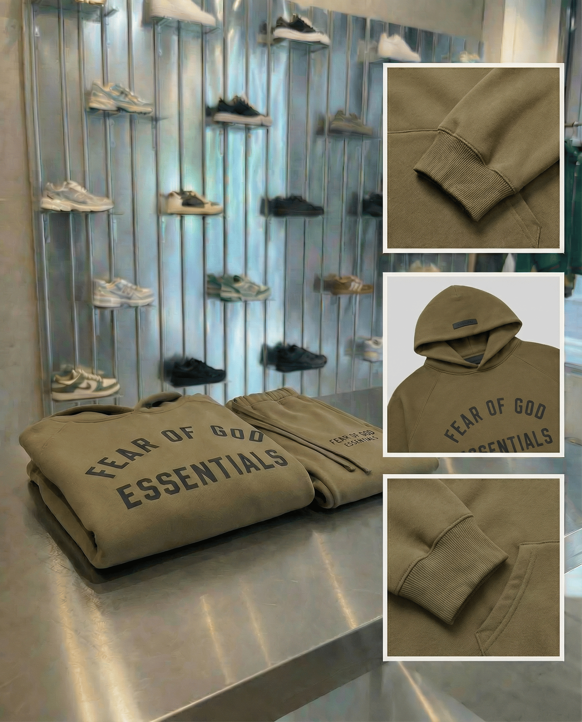 Fear of God Essentials OLIVE GREEN Hoodie