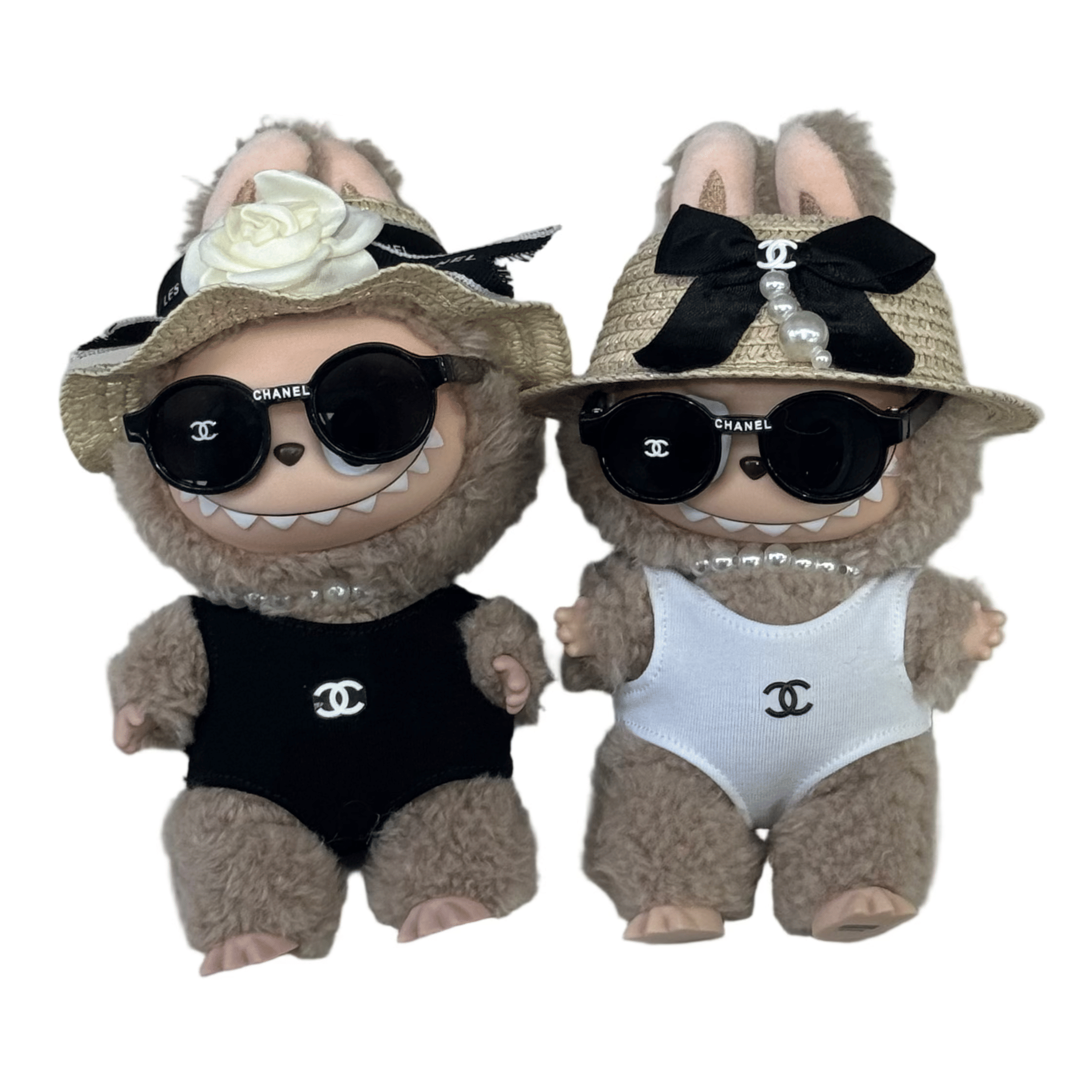 Pop Mart Labubu - Chanel Swim Inspired 4 Piece Outfit Black