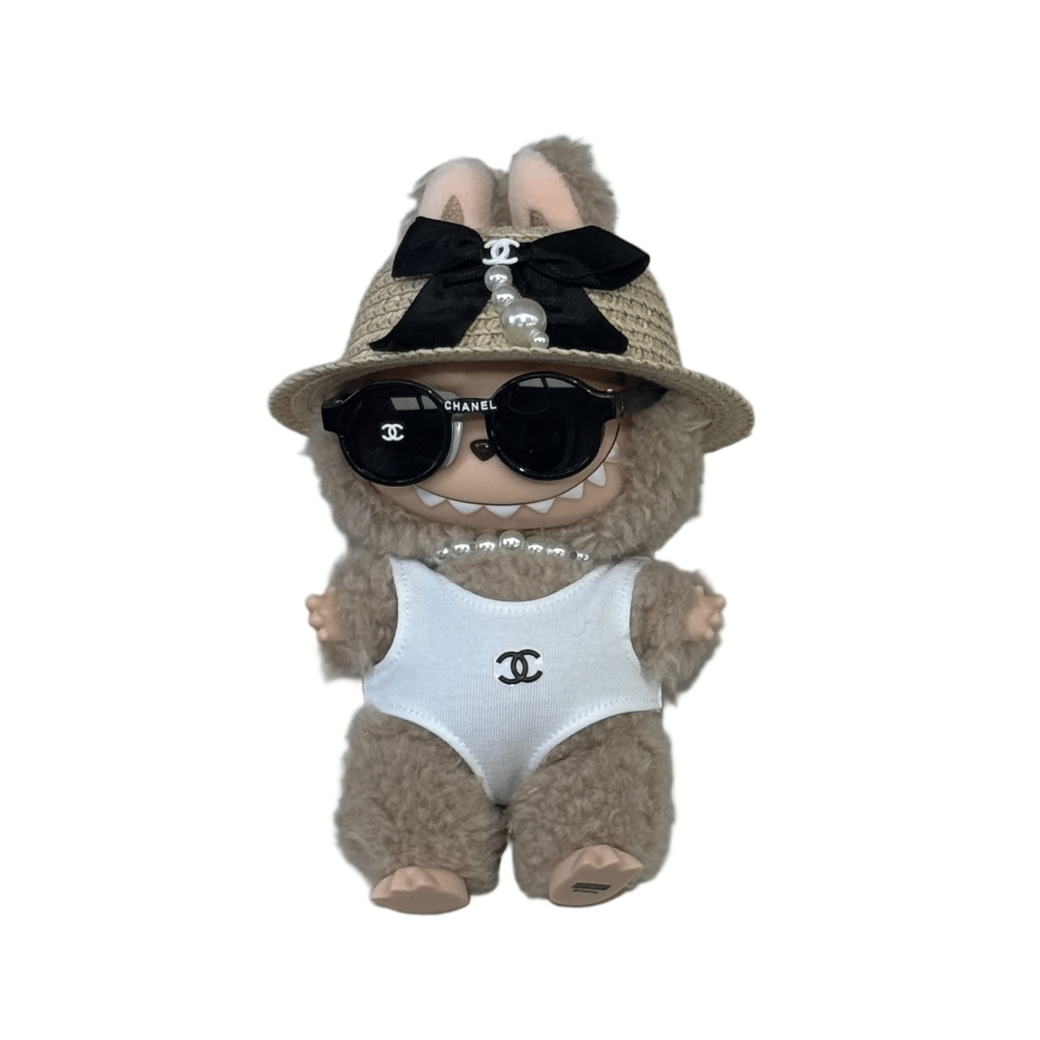 Pop Mart Labubu - Chanel Swim Inspired 4 Piece Outfit White