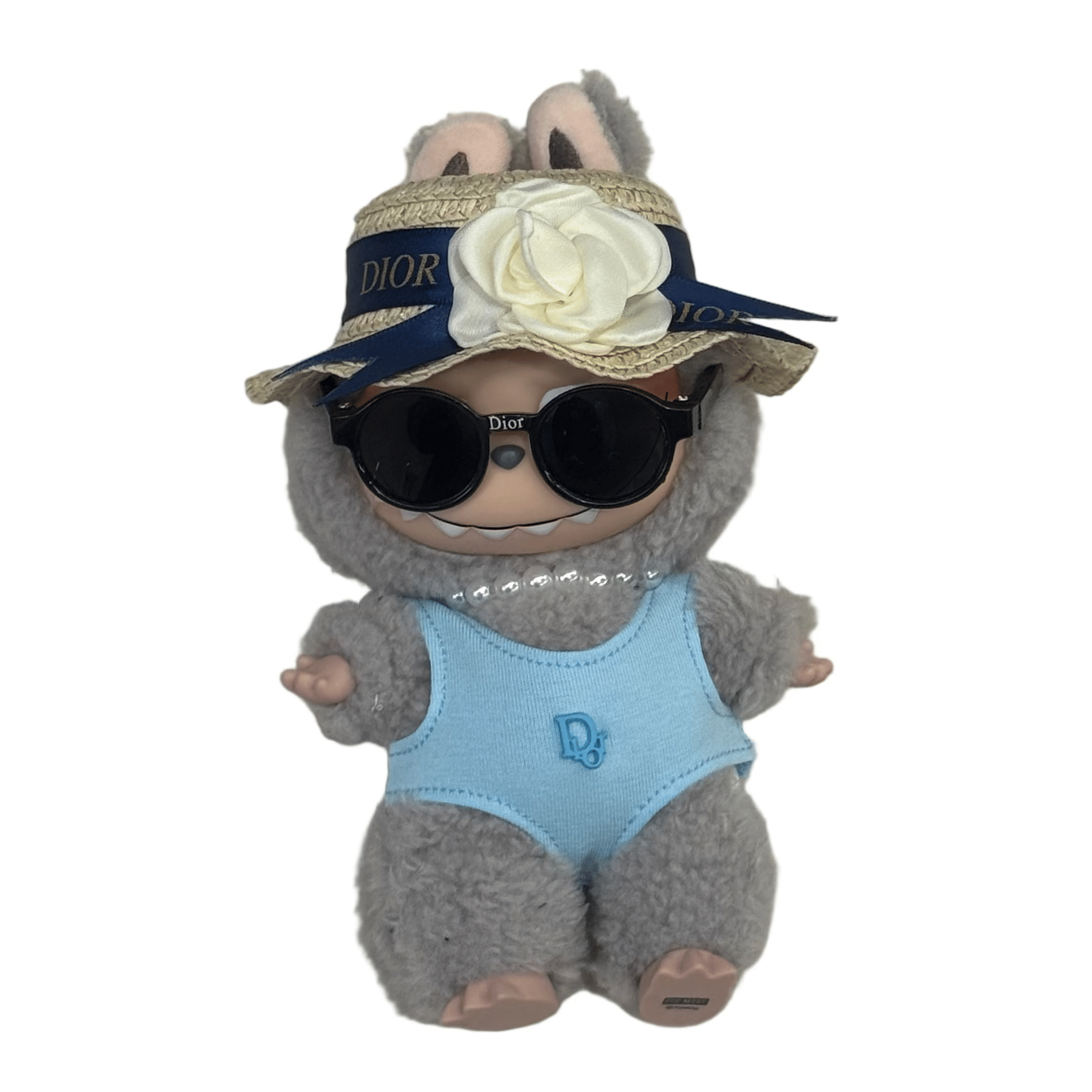 Pop Mart Labubu - Dior Beach Inspired 4 Piece Outfit Blue