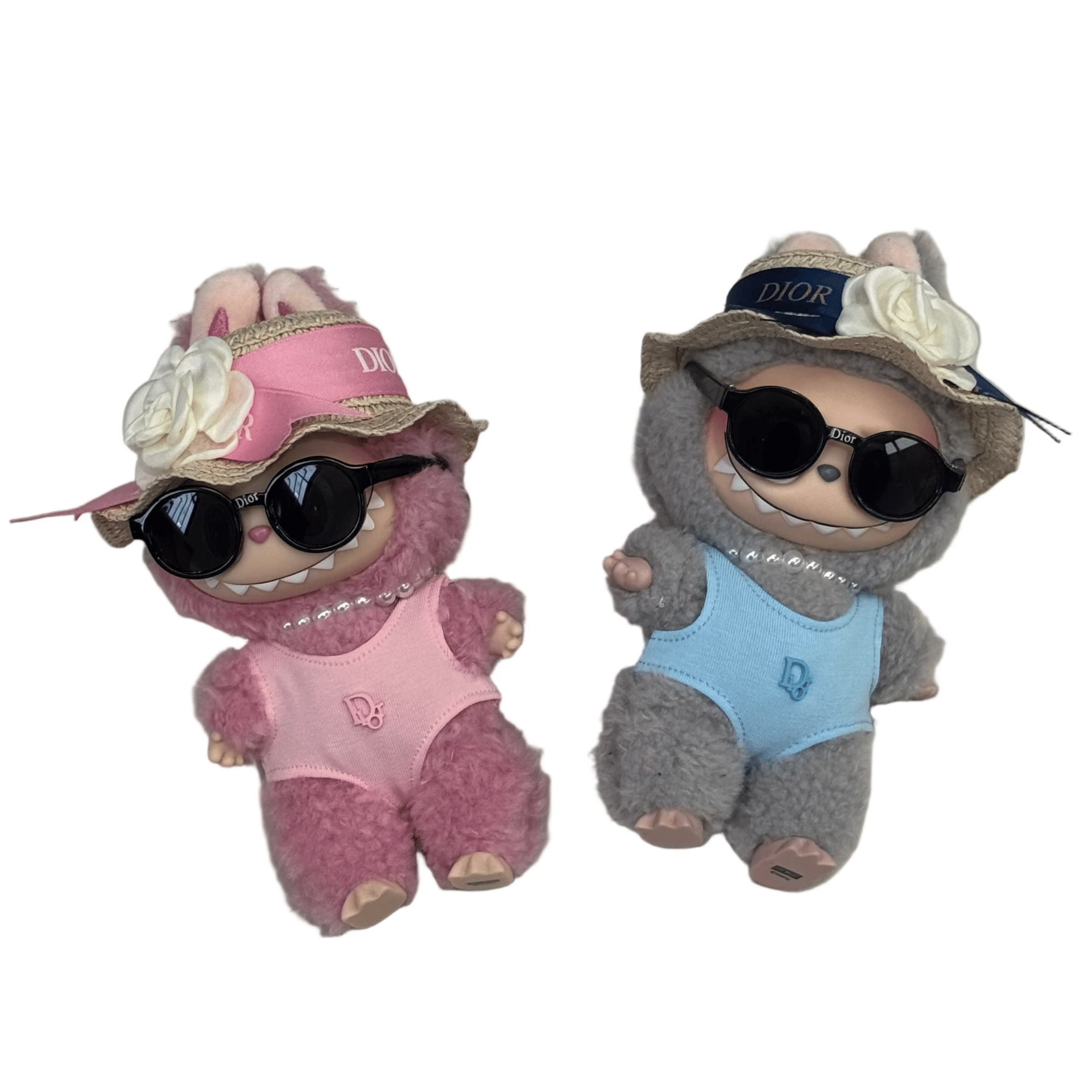 Pop Mart Labubu - Dior Beach Inspired 4 Piece Outfit Blue