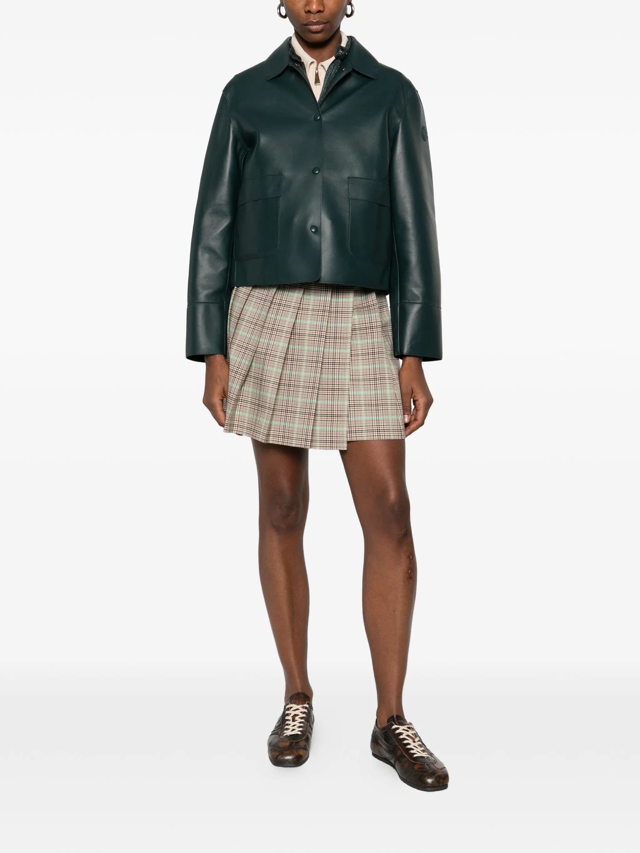 Moncler pleated checkered mini skirt