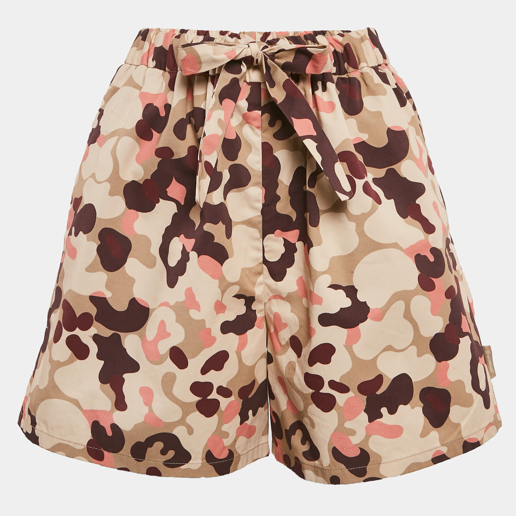 Moncler Beige Camouflage Print Cotton Shorts