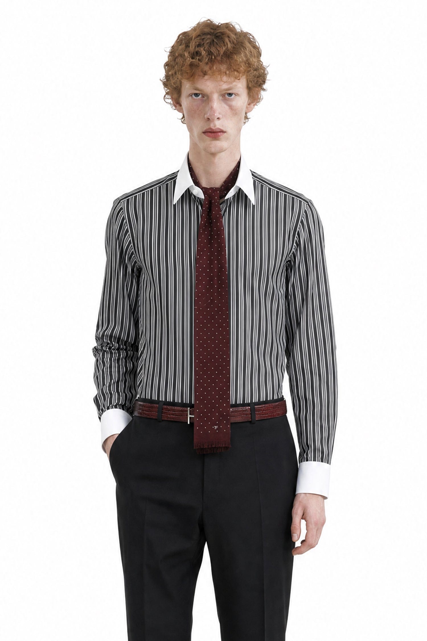 TOM FORD Poplin Stripe Classic Fit Shirt