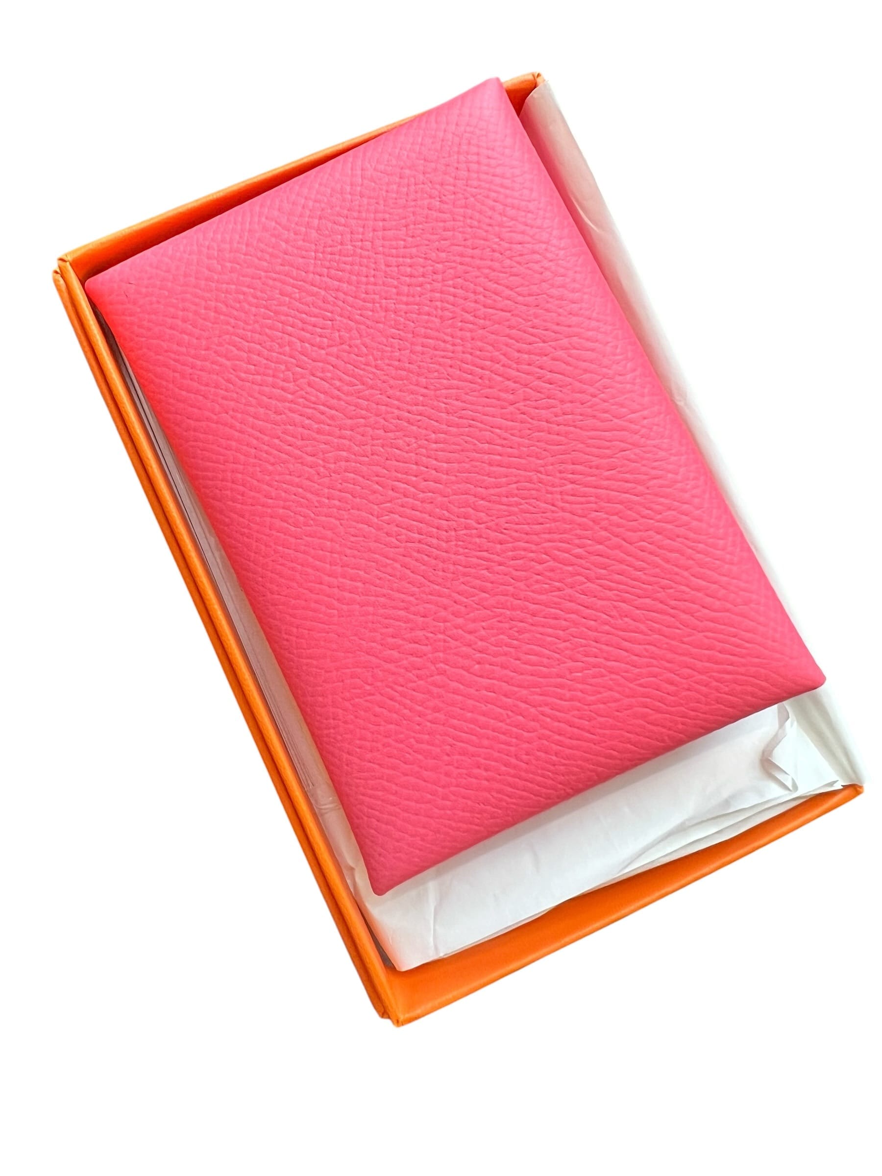Hermes Calvi Duo Compact Rose Azalee Epsom PHW #B NEW SSLG1036