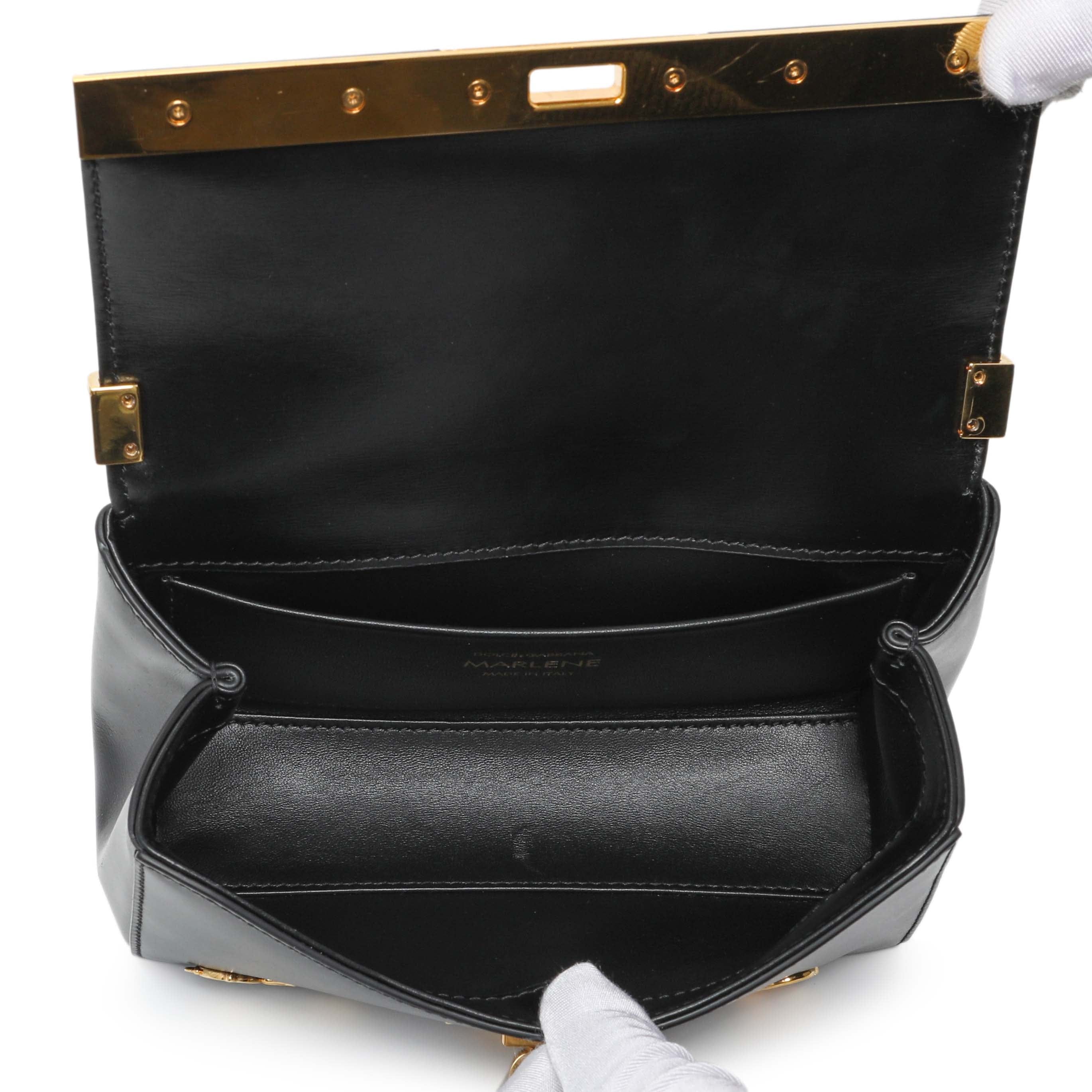 Dolce & Gabbana Black Calfskin Small Marlene Crossbody