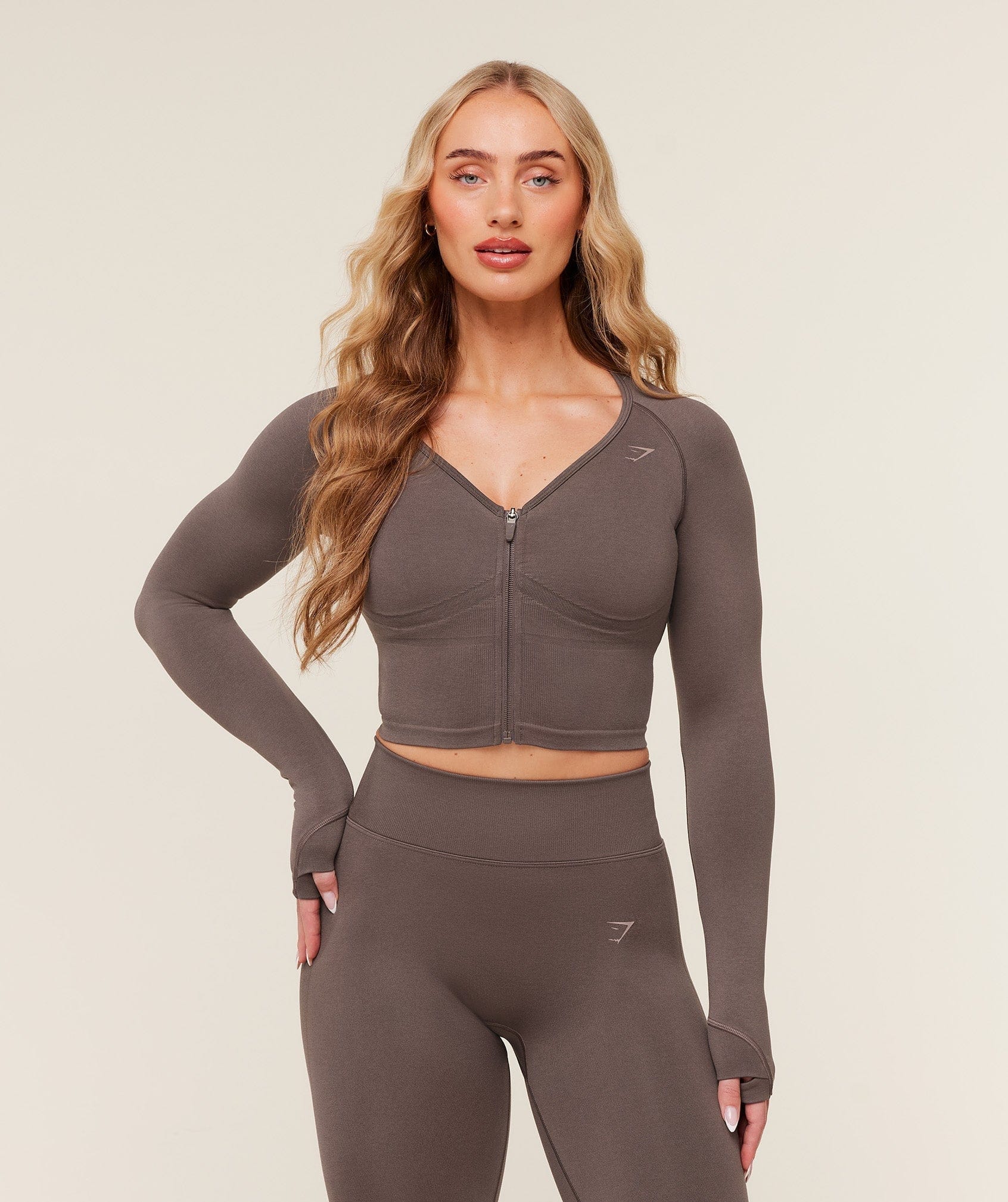 Gymshark Women's Gymshark Lift Seamless Jacket Cool Brown