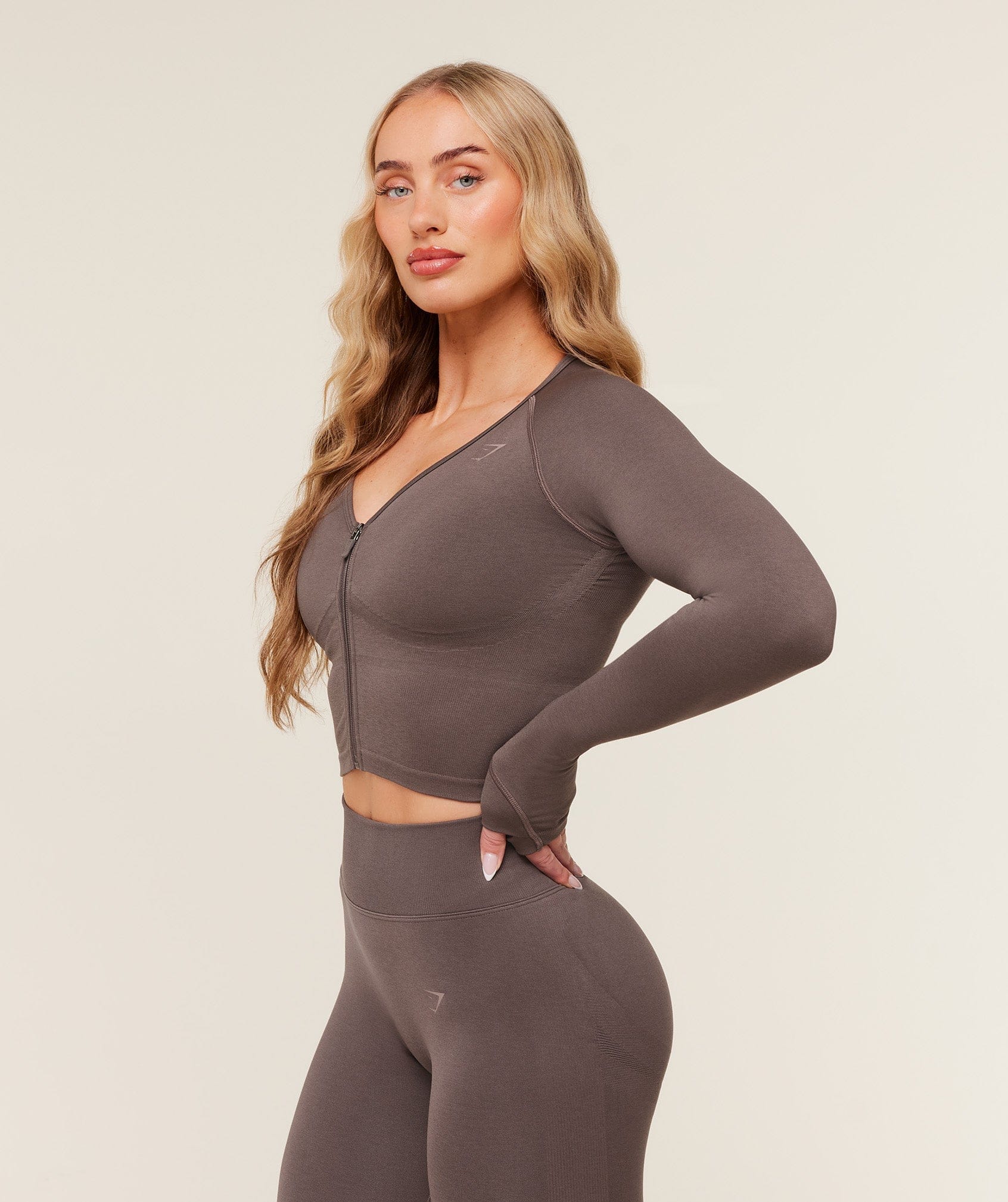 Gymshark Women's Gymshark Lift Seamless Jacket Cool Brown